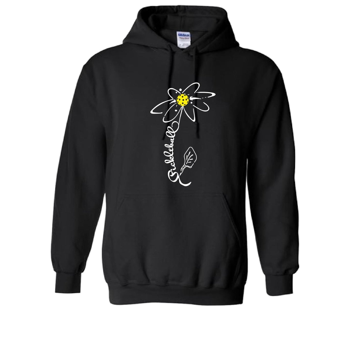 Pickleball Flower (White Yellow) | Unisex Hoodie Athletic Sweatshirt | 50% Cotton/50% Polyester