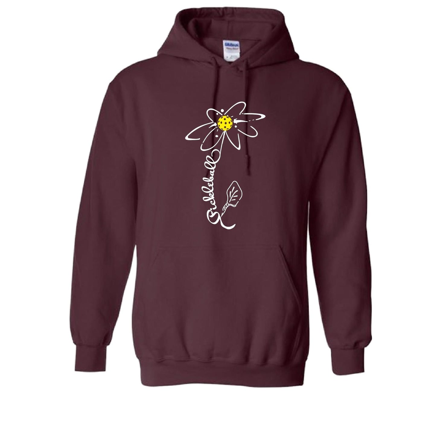 Pickleball Flower (White Yellow) | Unisex Hoodie Athletic Sweatshirt | 50% Cotton/50% Polyester