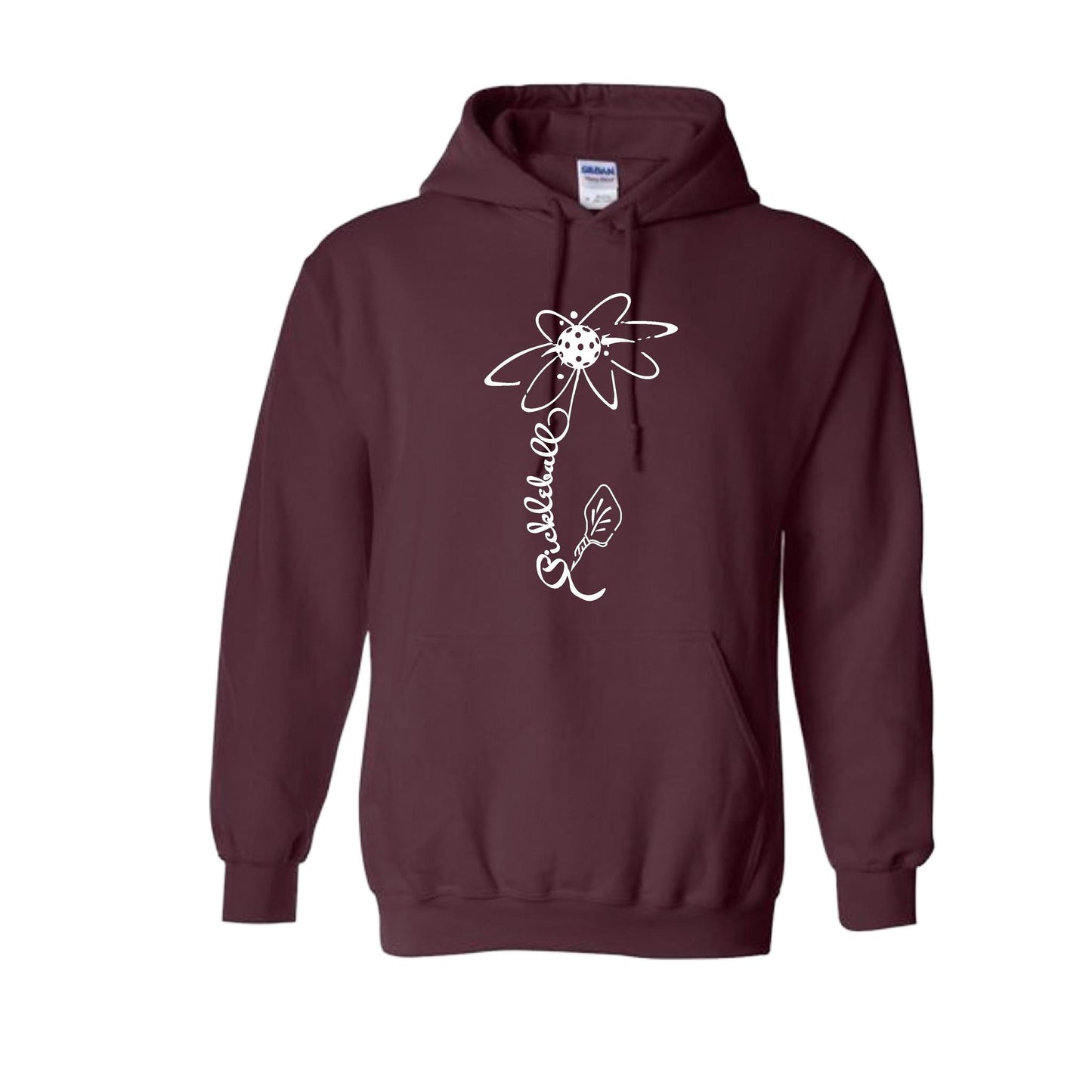 Pickleball Flower (White Yellow) | Unisex Hoodie Athletic Sweatshirt | 50% Cotton/50% Polyester