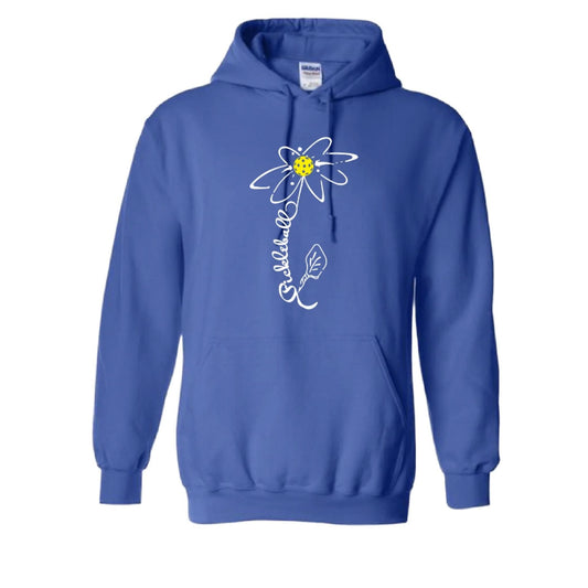 Pickleball Flower (White Yellow) | Unisex Hoodie Athletic Sweatshirt | 50% Cotton/50% Polyester