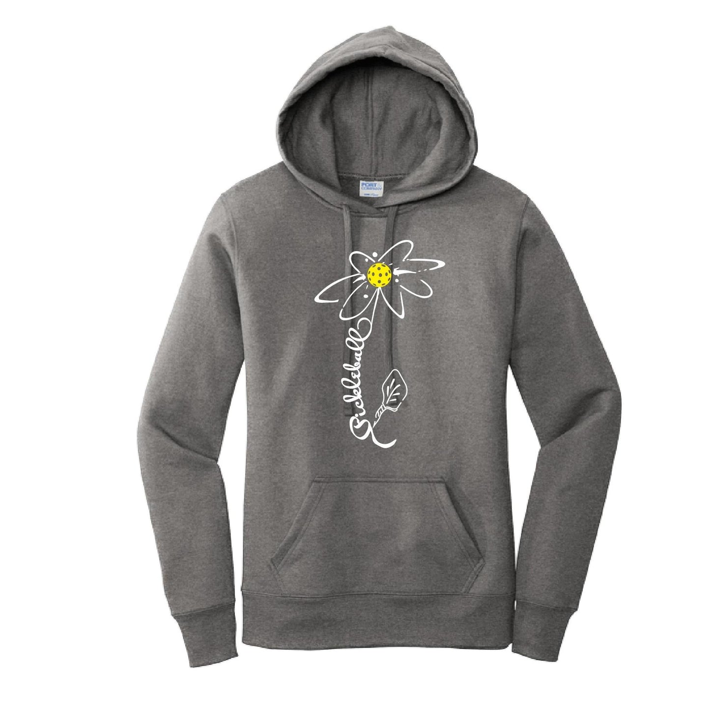 Pickleball Flower (White Yellow) | Women’s Fitted Hoodie Pickleball Sweatshirt | 50% Cotton 50% Poly Fleece