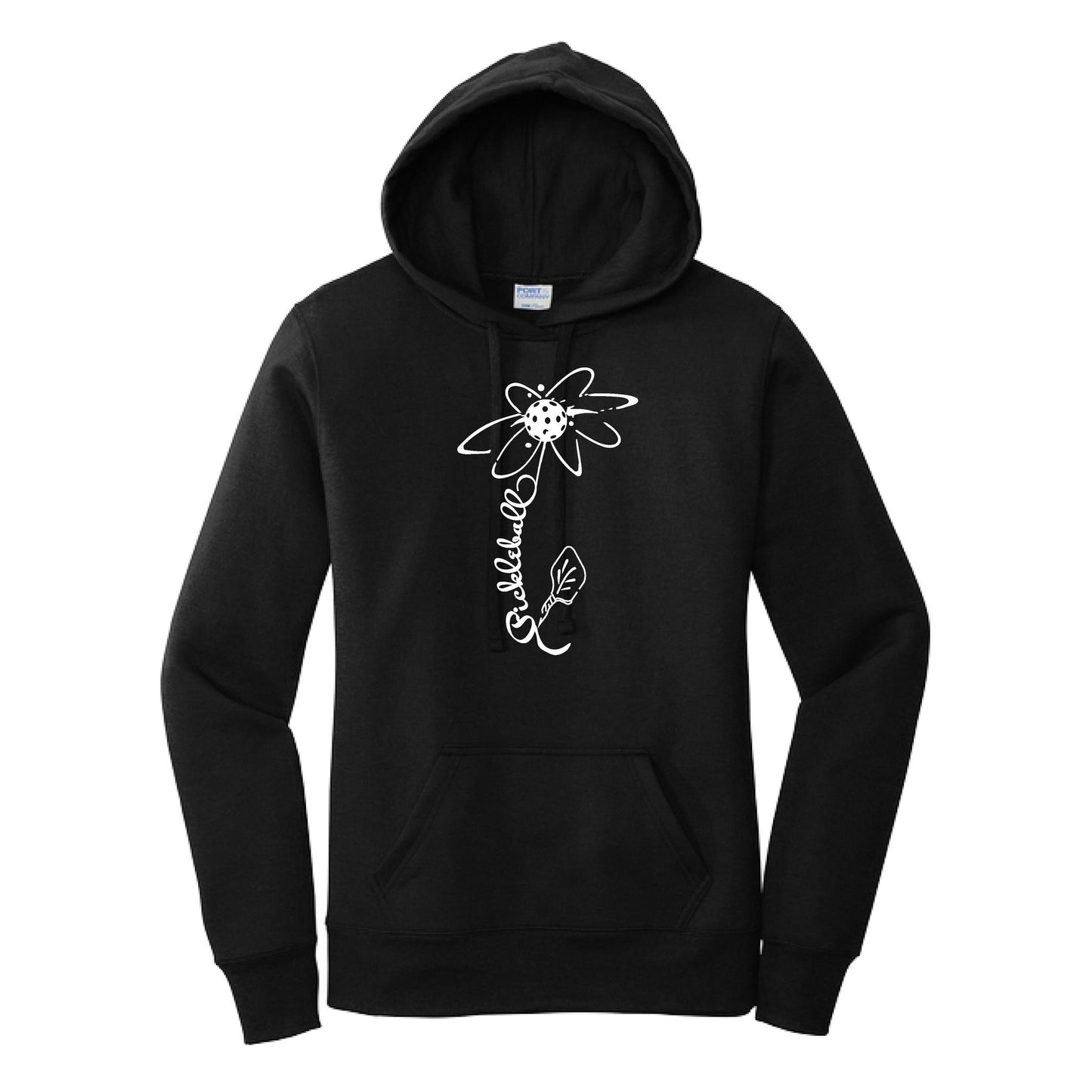 Pickleball Flower (White Yellow) | Women’s Fitted Hoodie Pickleball Sweatshirt | 50% Cotton 50% Poly Fleece