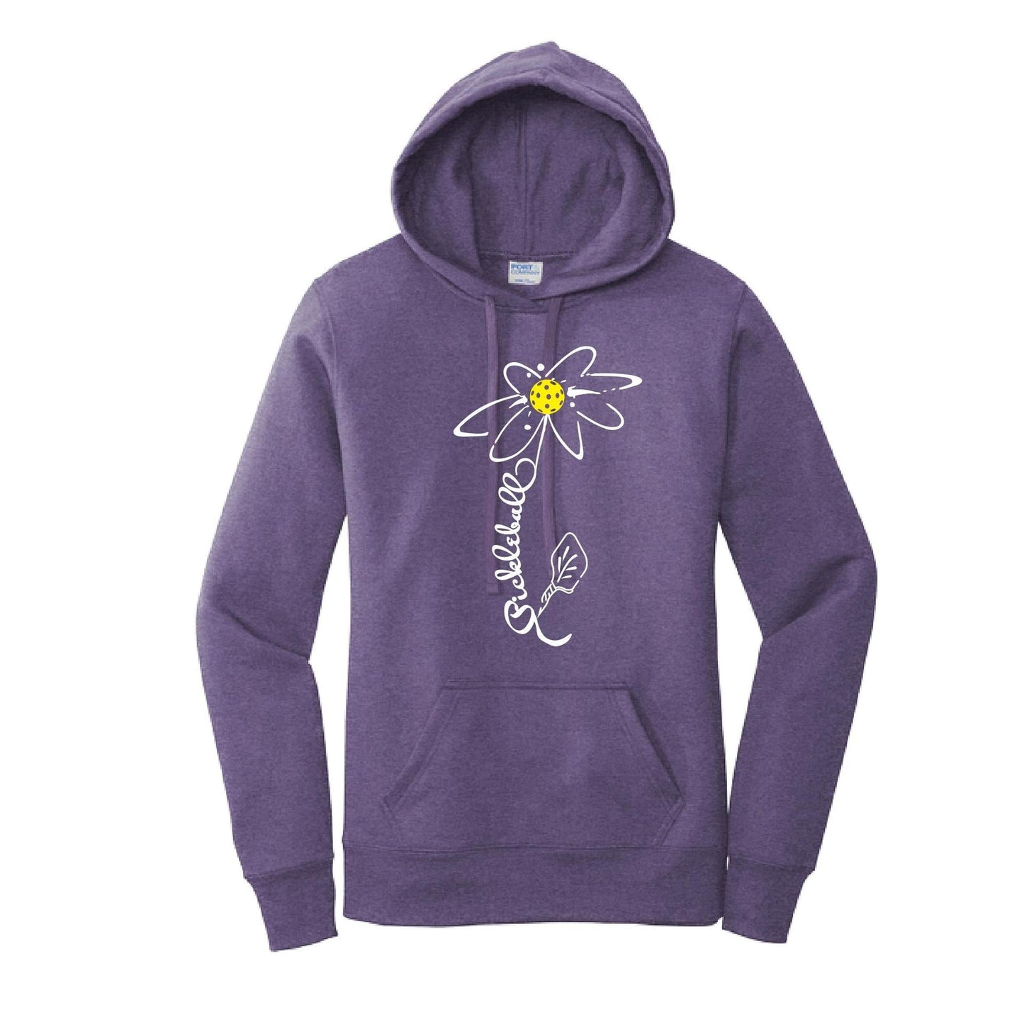 Pickleball Flower (White Yellow) | Women’s Fitted Hoodie Pickleball Sweatshirt | 50% Cotton 50% Poly Fleece