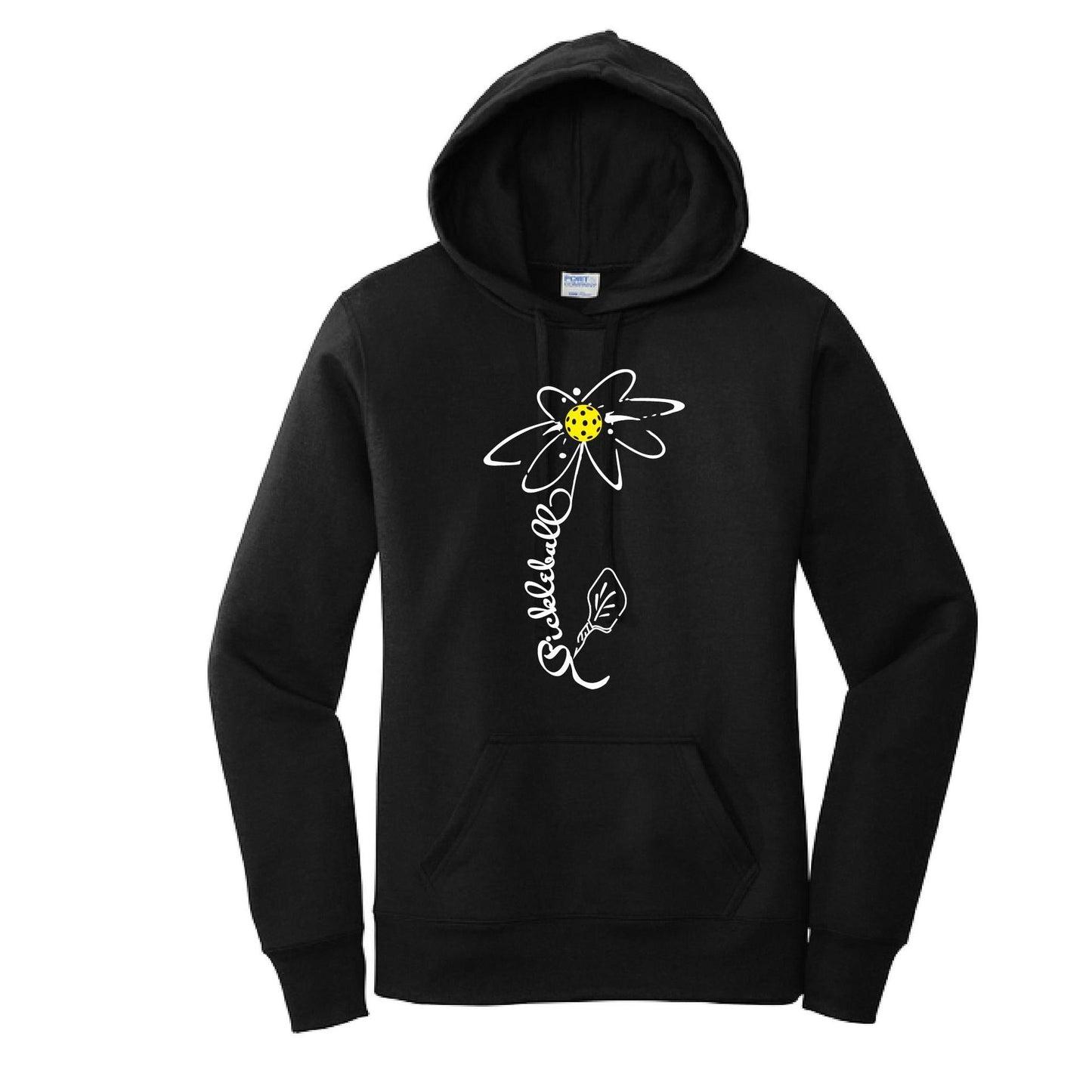 Pickleball Flower (White Yellow) | Women’s Fitted Hoodie Pickleball Sweatshirt | 50% Cotton 50% Poly Fleece