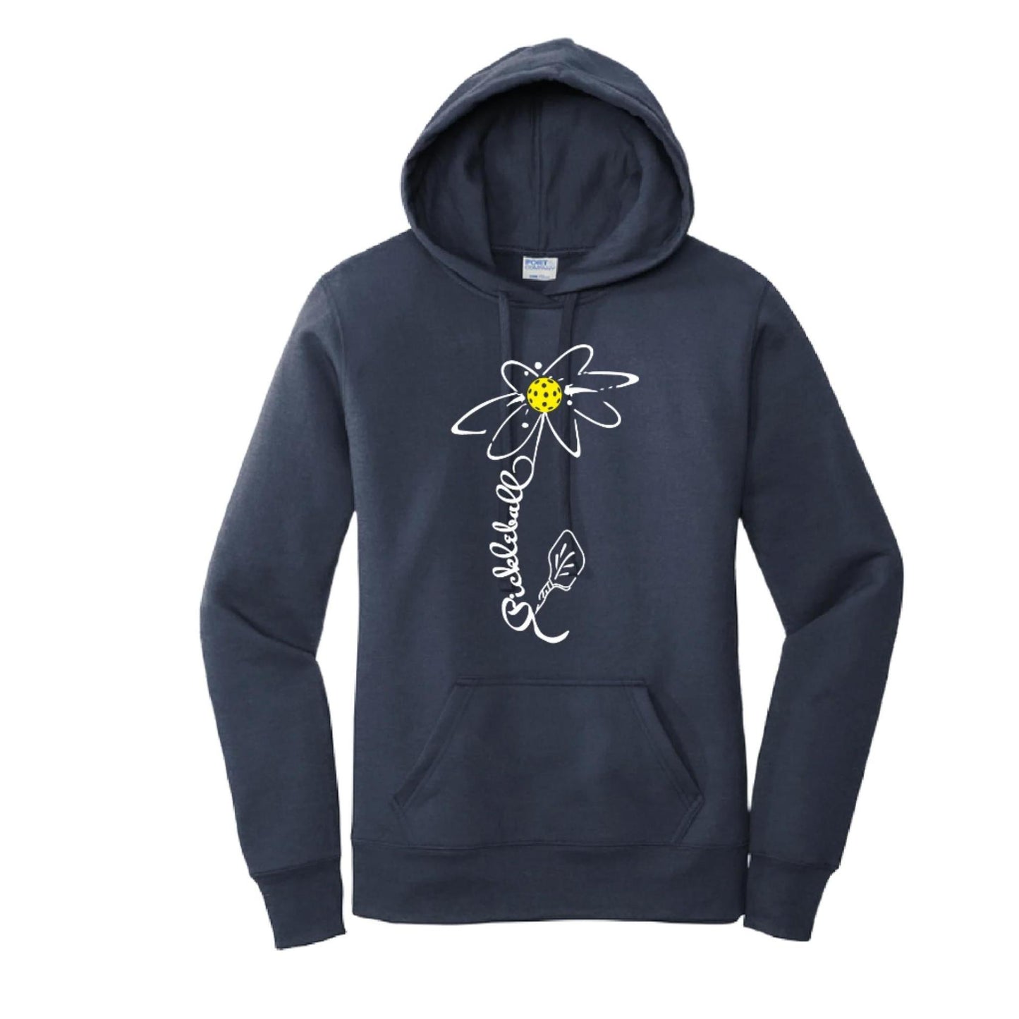 Pickleball Flower (White Yellow) | Women’s Fitted Hoodie Pickleball Sweatshirt | 50% Cotton 50% Poly Fleece