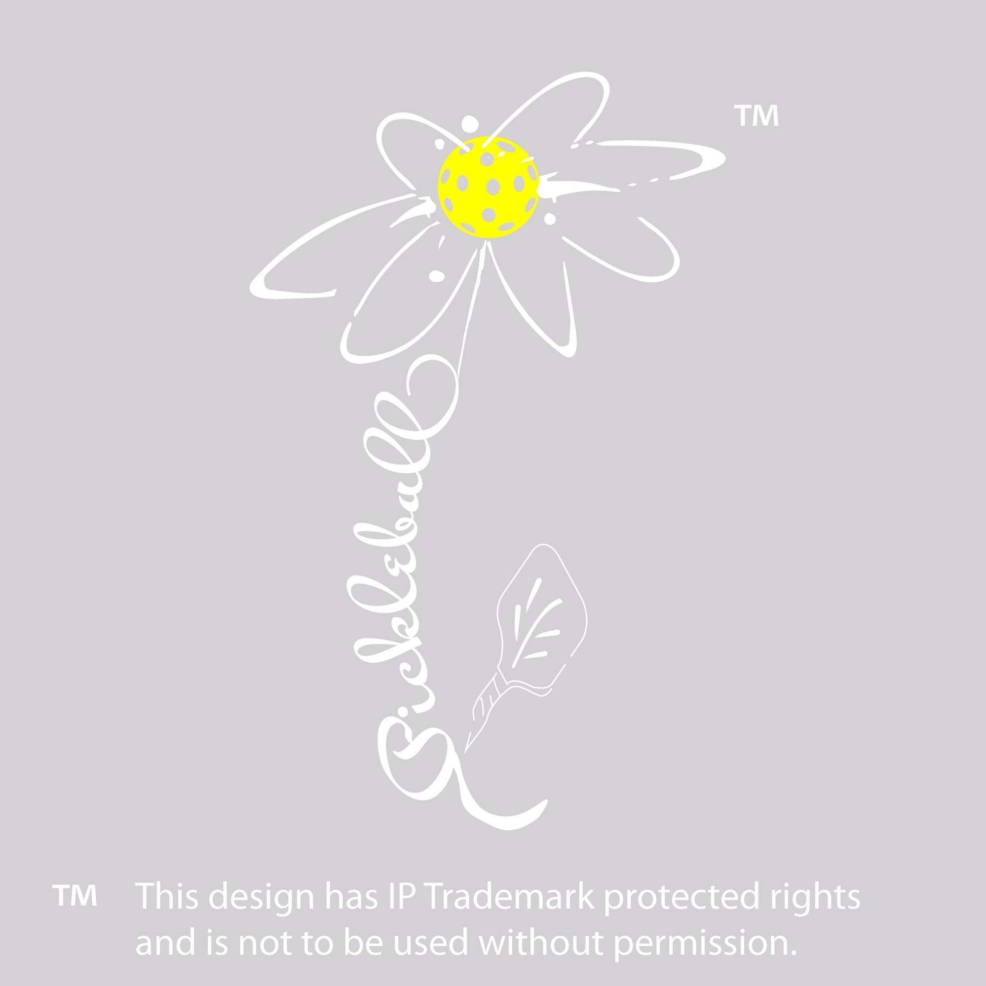 Pickleball Flower (White Yellow) | Women’s Long Sleeve V-Neck Pickleball Performance T-Shirt | 100% Polyester