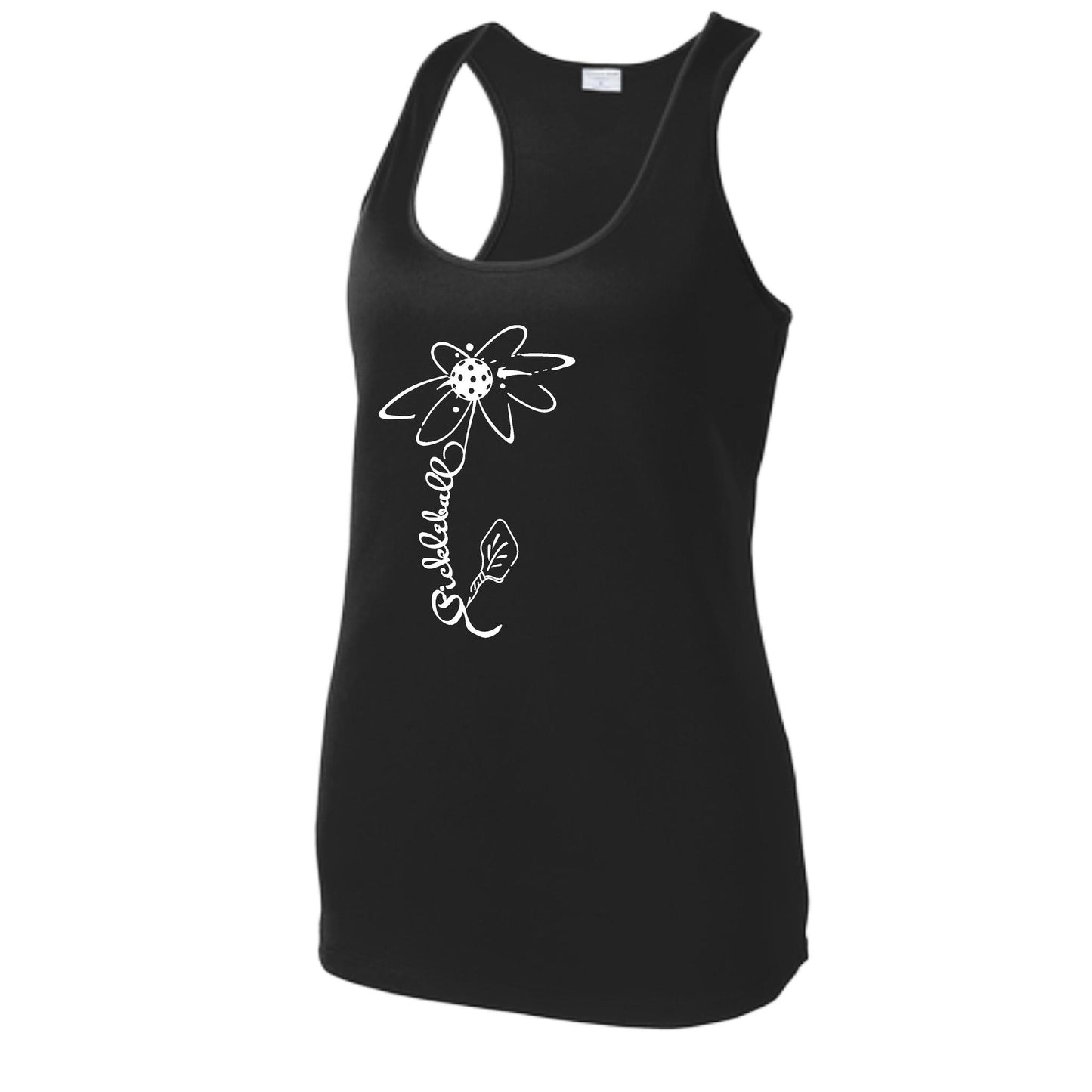 Pickleball Flower (White Yellow) | Women's Racerback Pickleball Tank | 100% Polyester