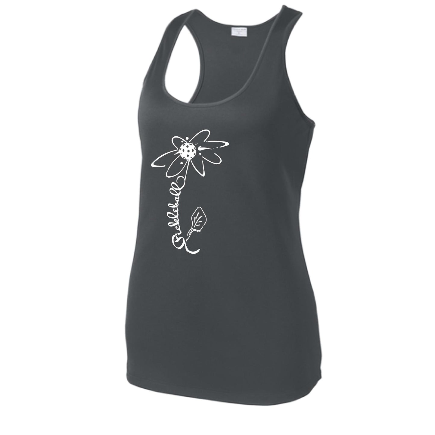 Pickleball Flower (White Yellow) | Women's Racerback Pickleball Tank | 100% Polyester