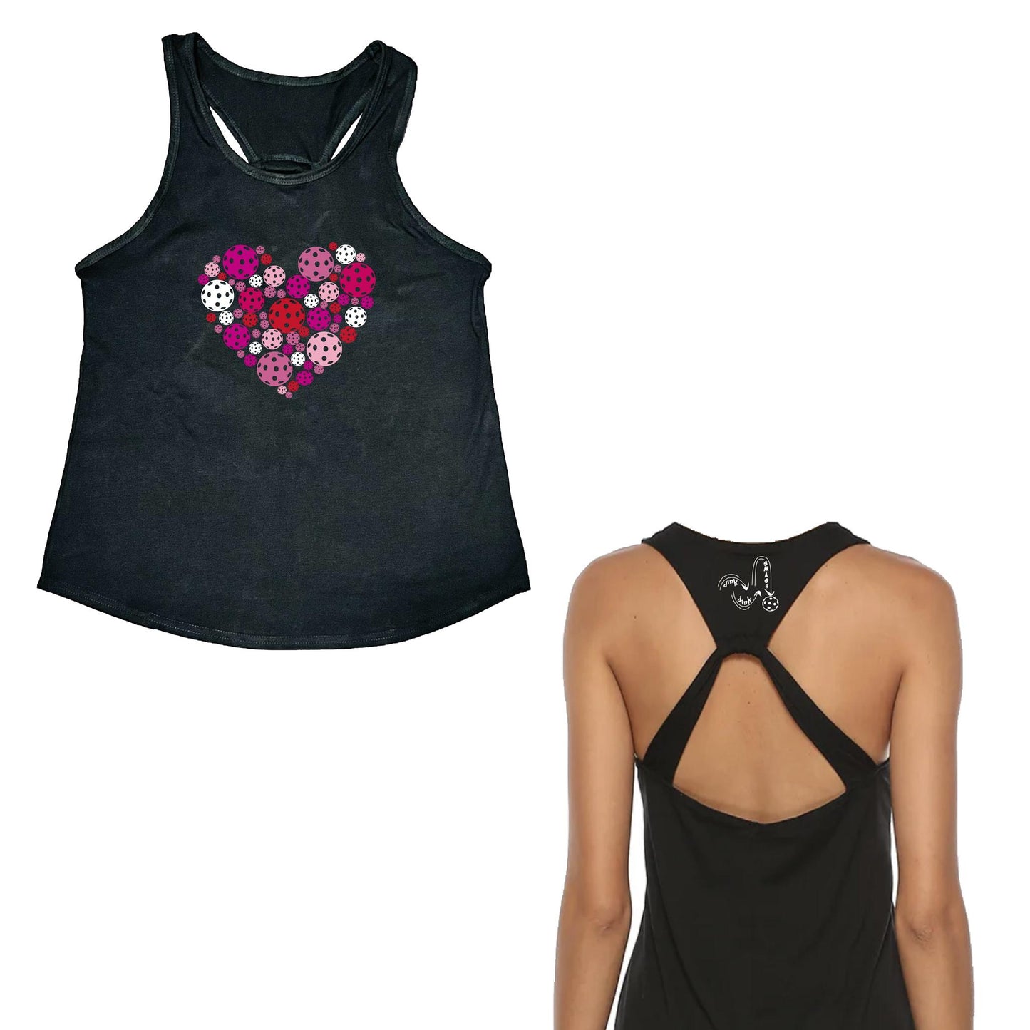 Pickleball Heart | Clearance Women's Open X-Back Pickleball Tank | Quick Dry Athletic Shirt