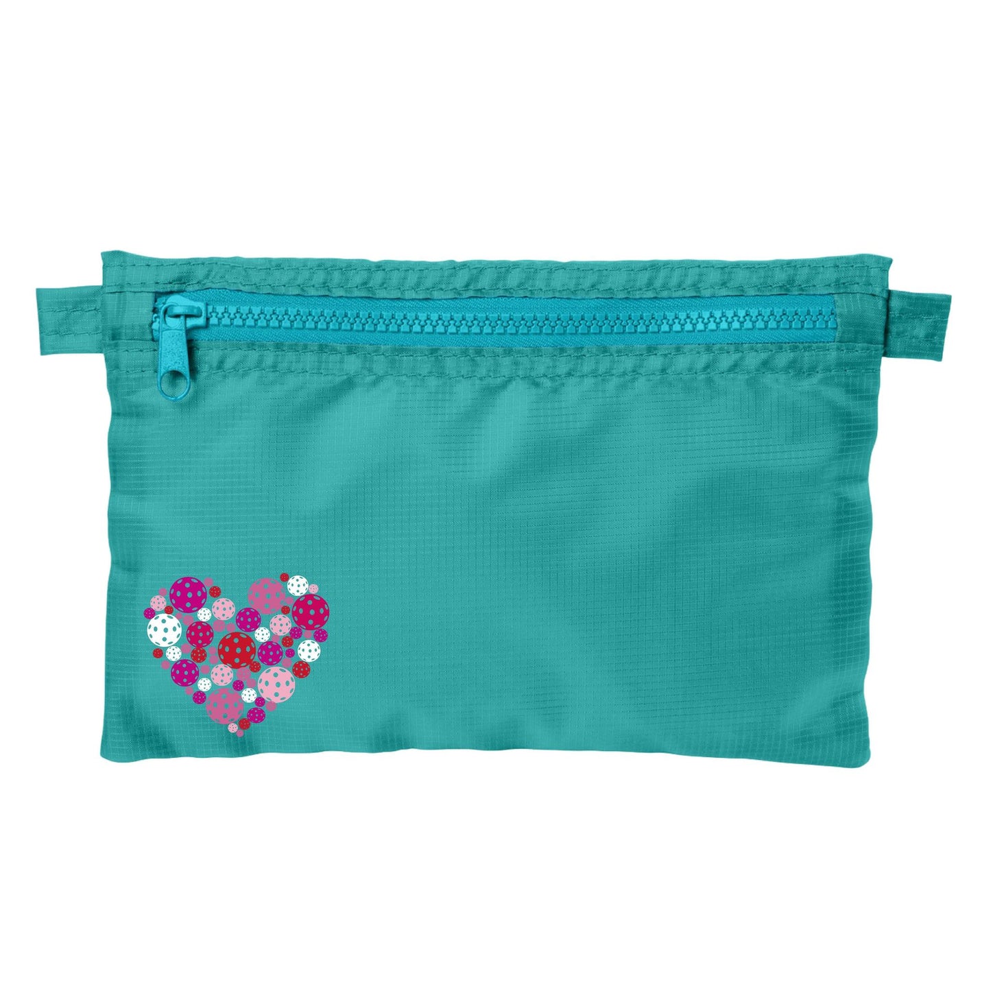 Pickleball Heart | Pickleball Cosmetic Stash Pouch Bag | Small Size Court Stash Bag