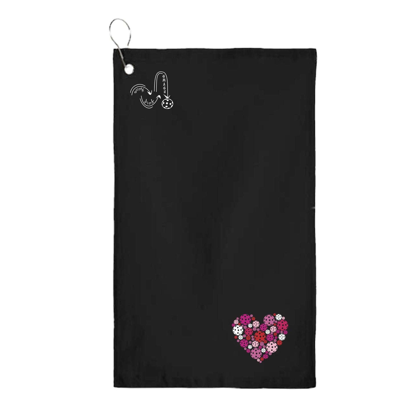 Pickleball Heart | Pickleball Court Towels | Grommeted 100% Cotton Terry Velour