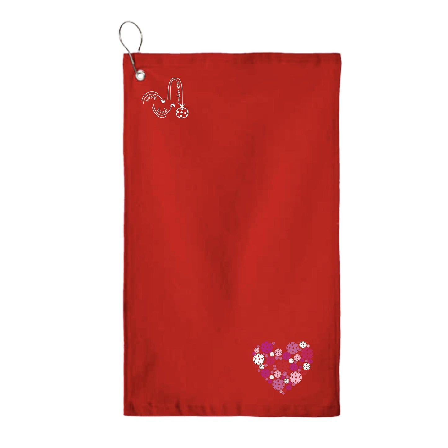 Pickleball Heart | Pickleball Court Towels | Grommeted 100% Cotton Terry Velour