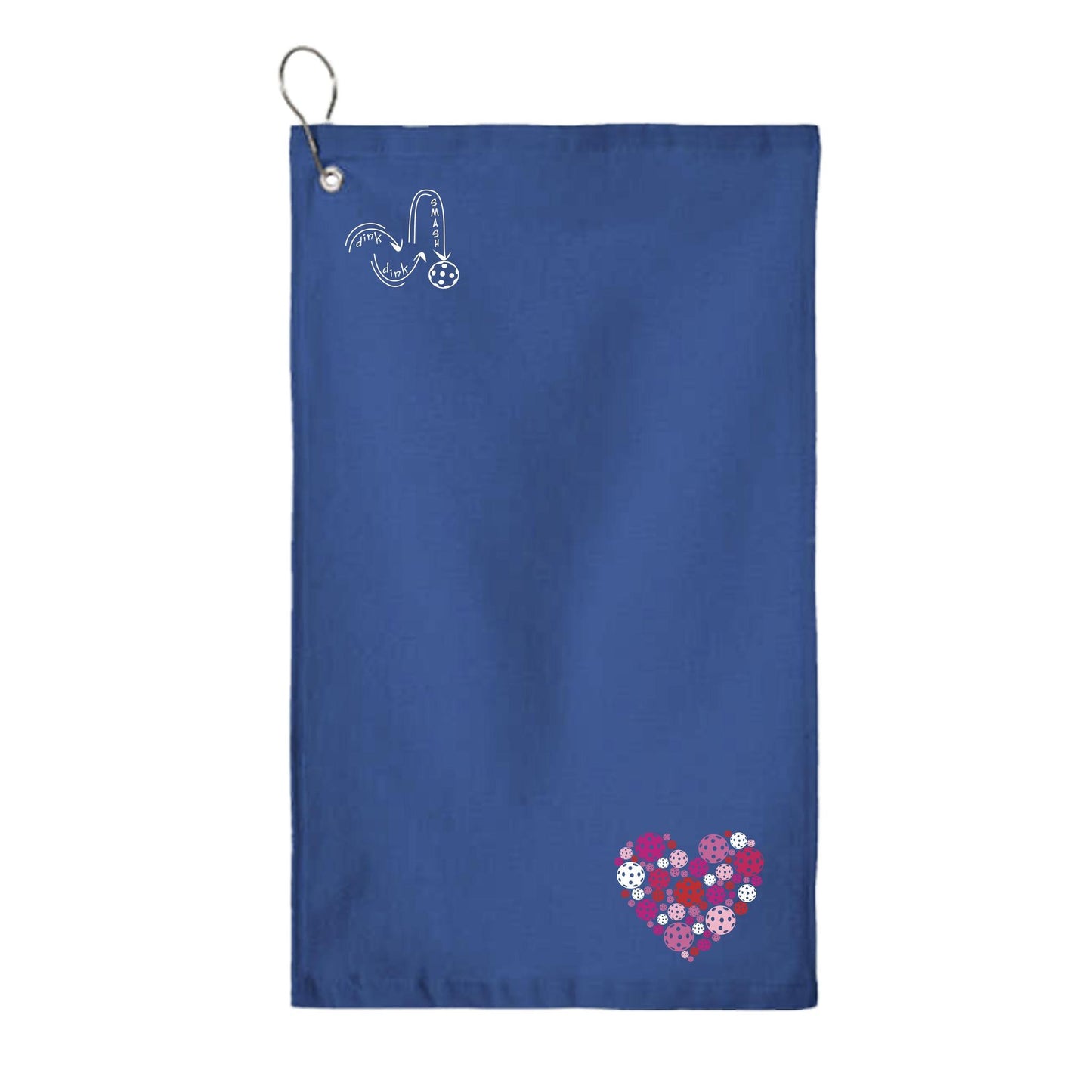 Pickleball Heart | Pickleball Court Towels | Grommeted 100% Cotton Terry Velour