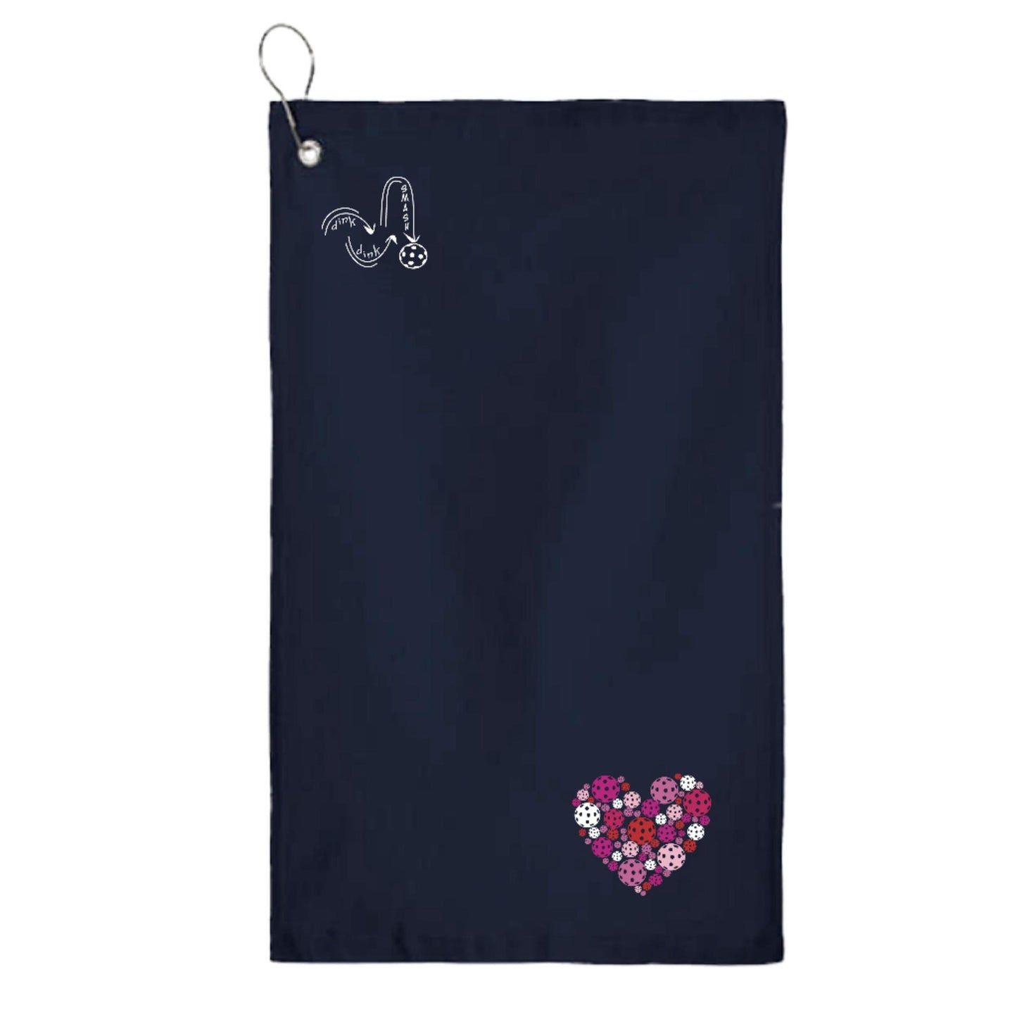 Pickleball Heart | Pickleball Court Towels | Grommeted 100% Cotton Terry Velour