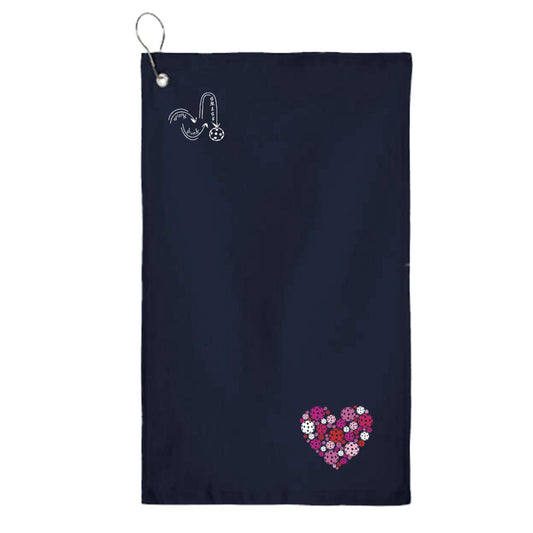 Pickleball Heart | Pickleball Court Towels | Grommeted 100% Cotton Terry Velour