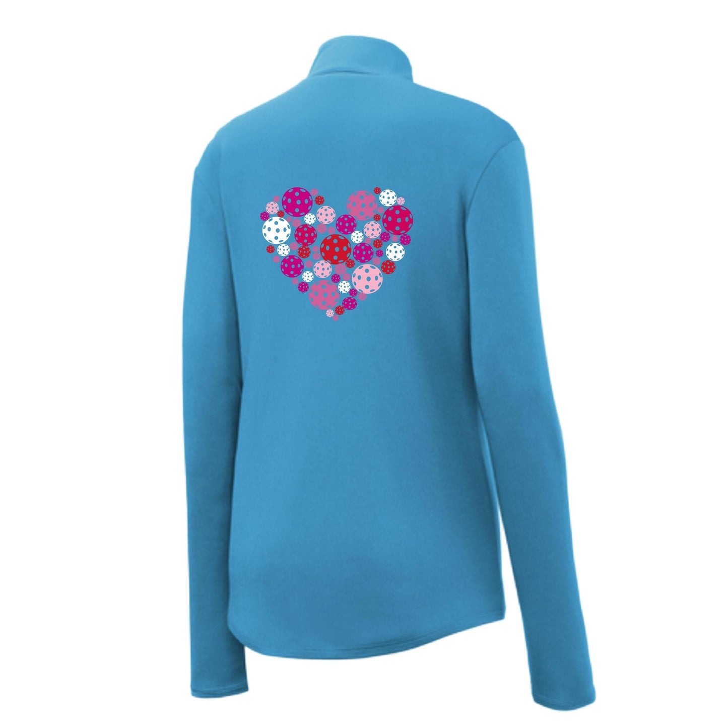 Pickleball Heart | Women's 1/4 Zip Pullover Athletic Performance Shirt | 100% Polyester