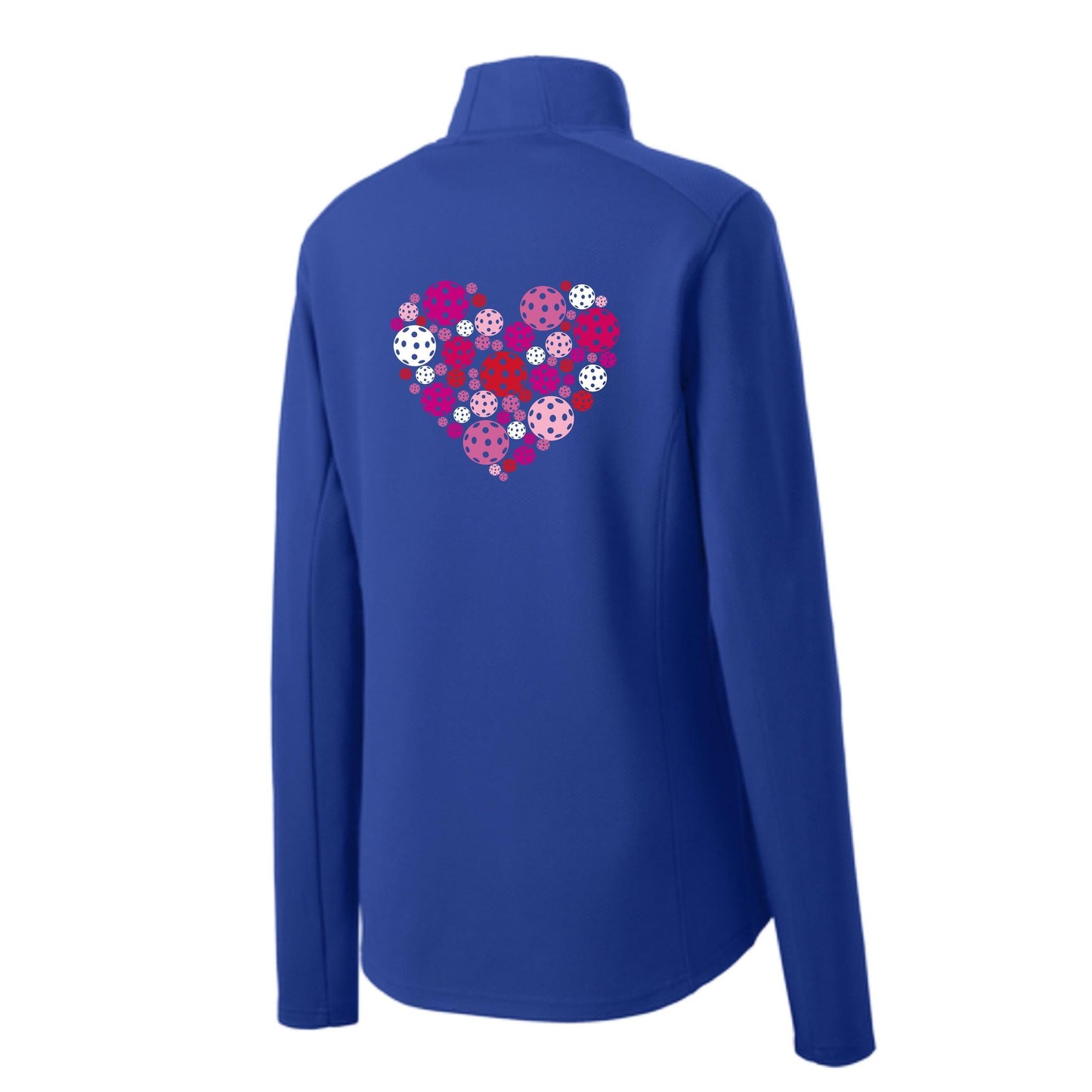 Pickleball Heart | Women's 1/4 Zip Pullover Athletic Performance Shirt | 100% Polyester
