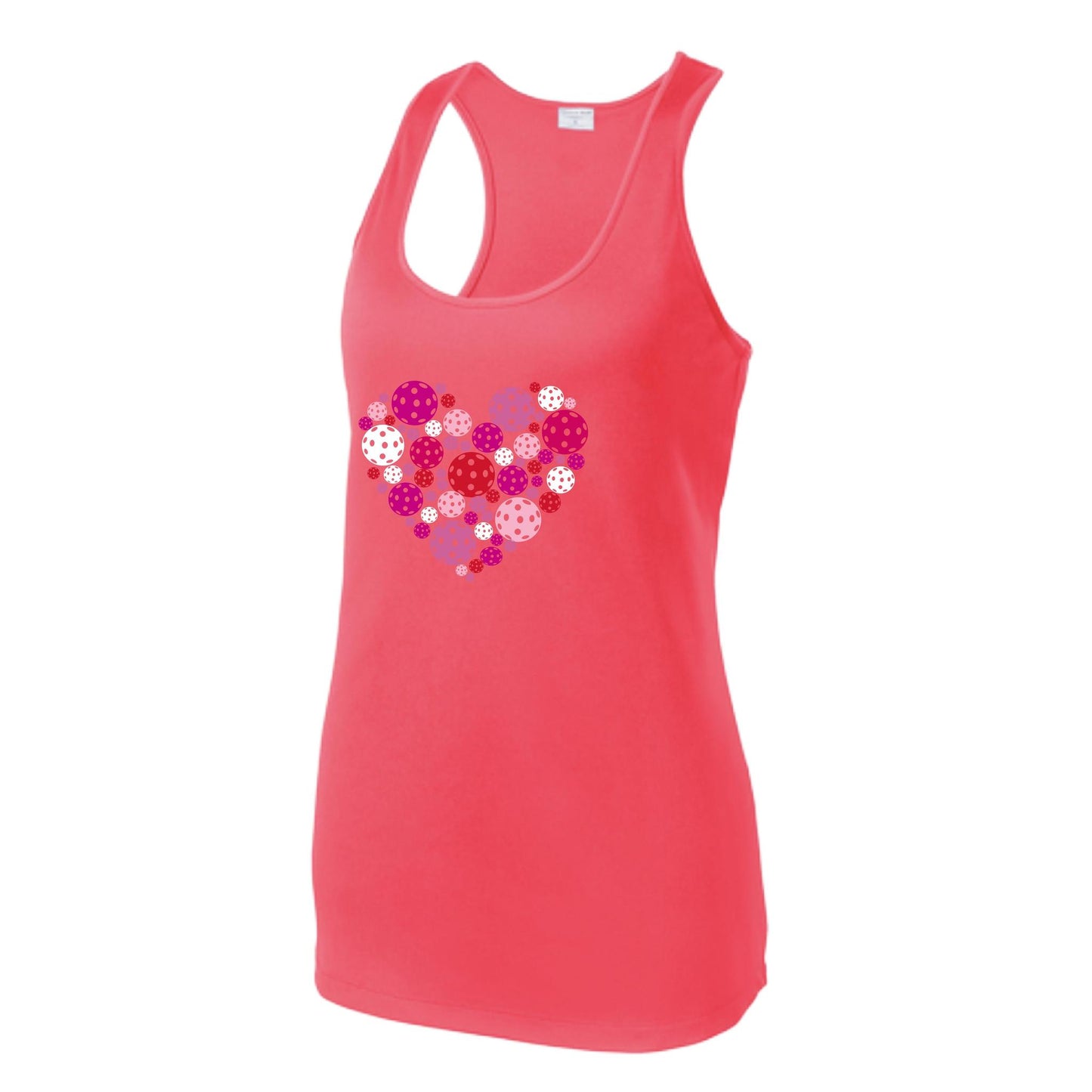 Pickleball Heart | Women's Racerback Pickleball Performance Tank | 100% Polyester
