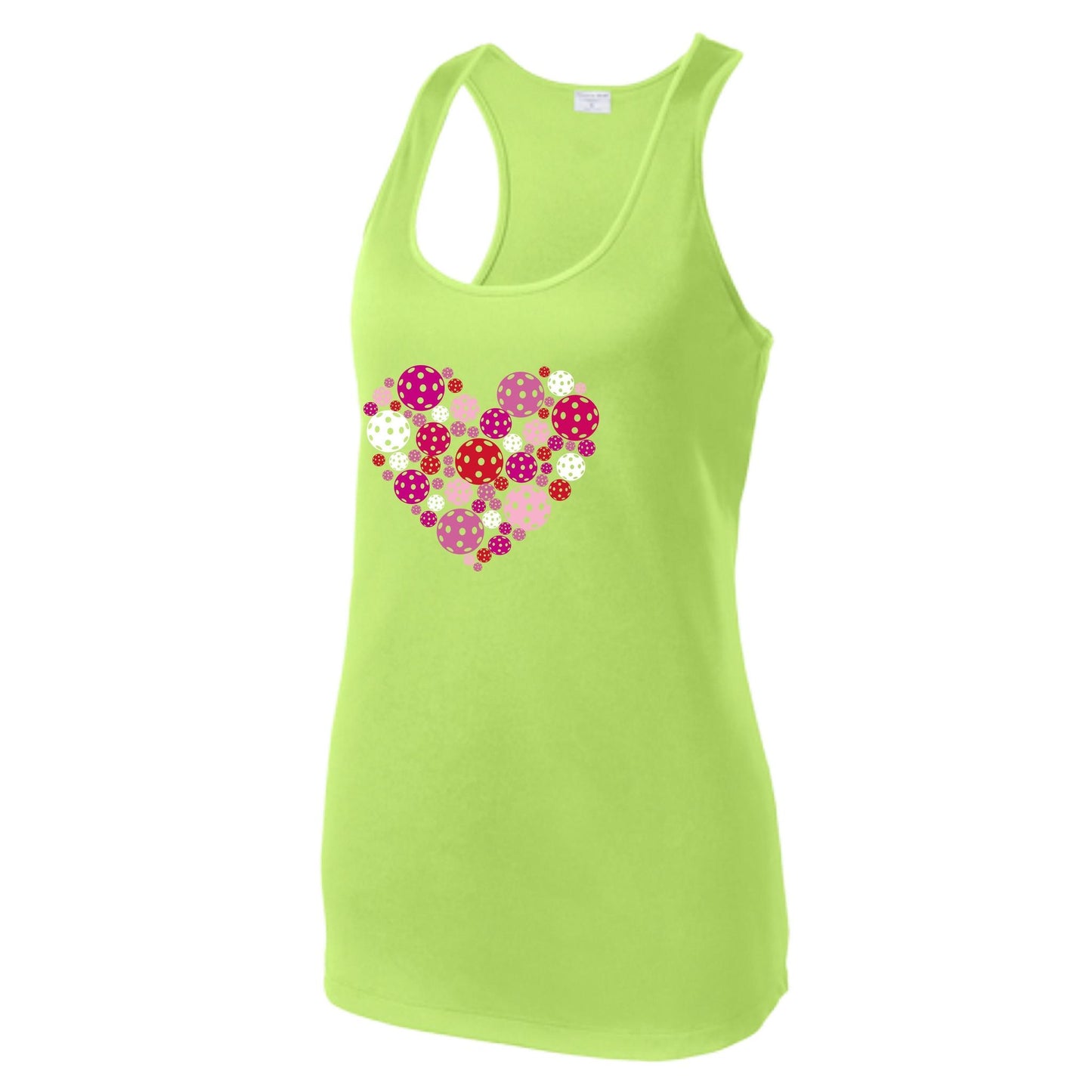 Pickleball Heart | Women's Racerback Pickleball Performance Tank | 100% Polyester