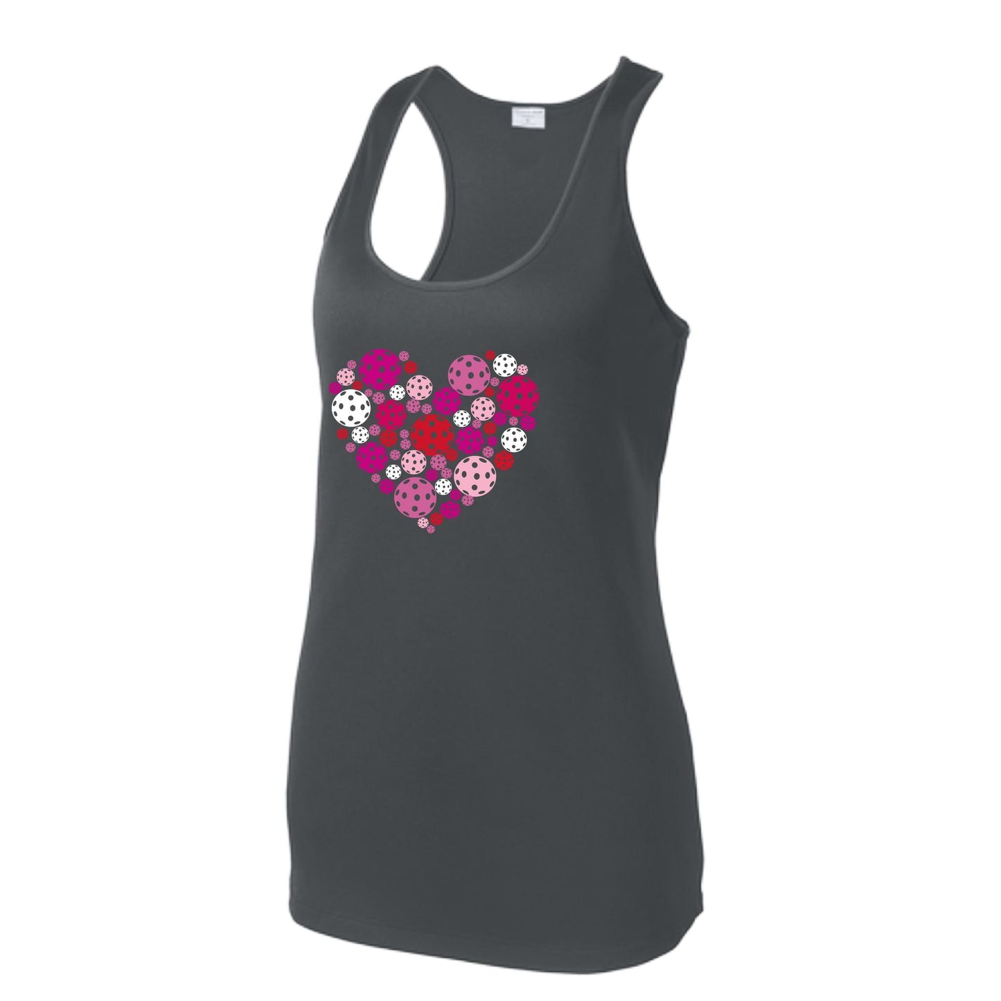 Pickleball Heart | Women's Racerback Pickleball Performance Tank | 100% Polyester