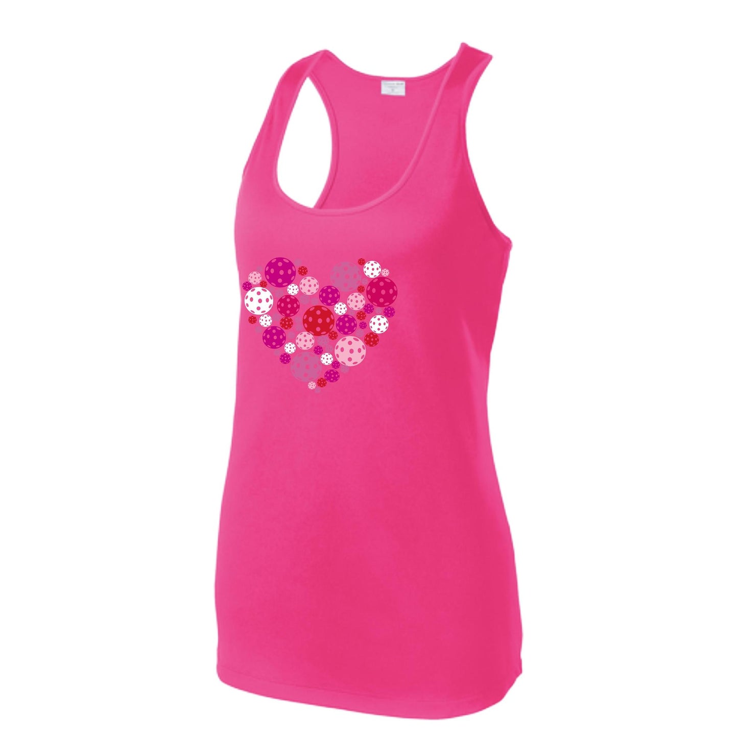 Pickleball Heart | Women's Racerback Pickleball Performance Tank | 100% Polyester