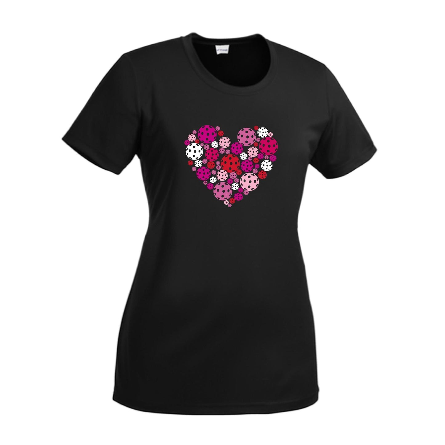 Pickleball Heart | Women’s Short Sleeve Crewneck Pickleball Performance T-Shirts | 100% Polyester