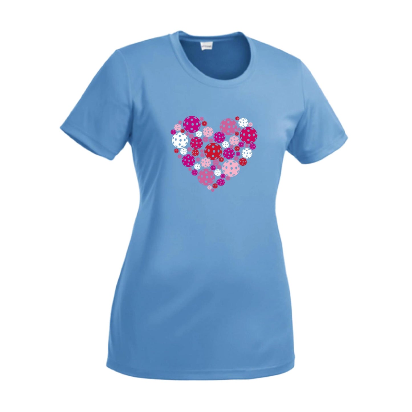 Pickleball Heart | Women’s Short Sleeve Crewneck Pickleball Performance T-Shirts | 100% Polyester