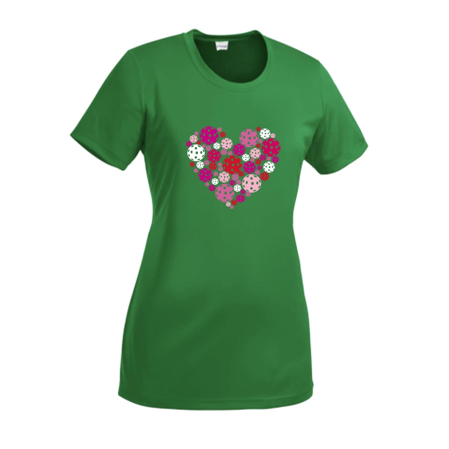Pickleball Heart | Women’s Short Sleeve Crewneck Pickleball Performance T-Shirts | 100% Polyester