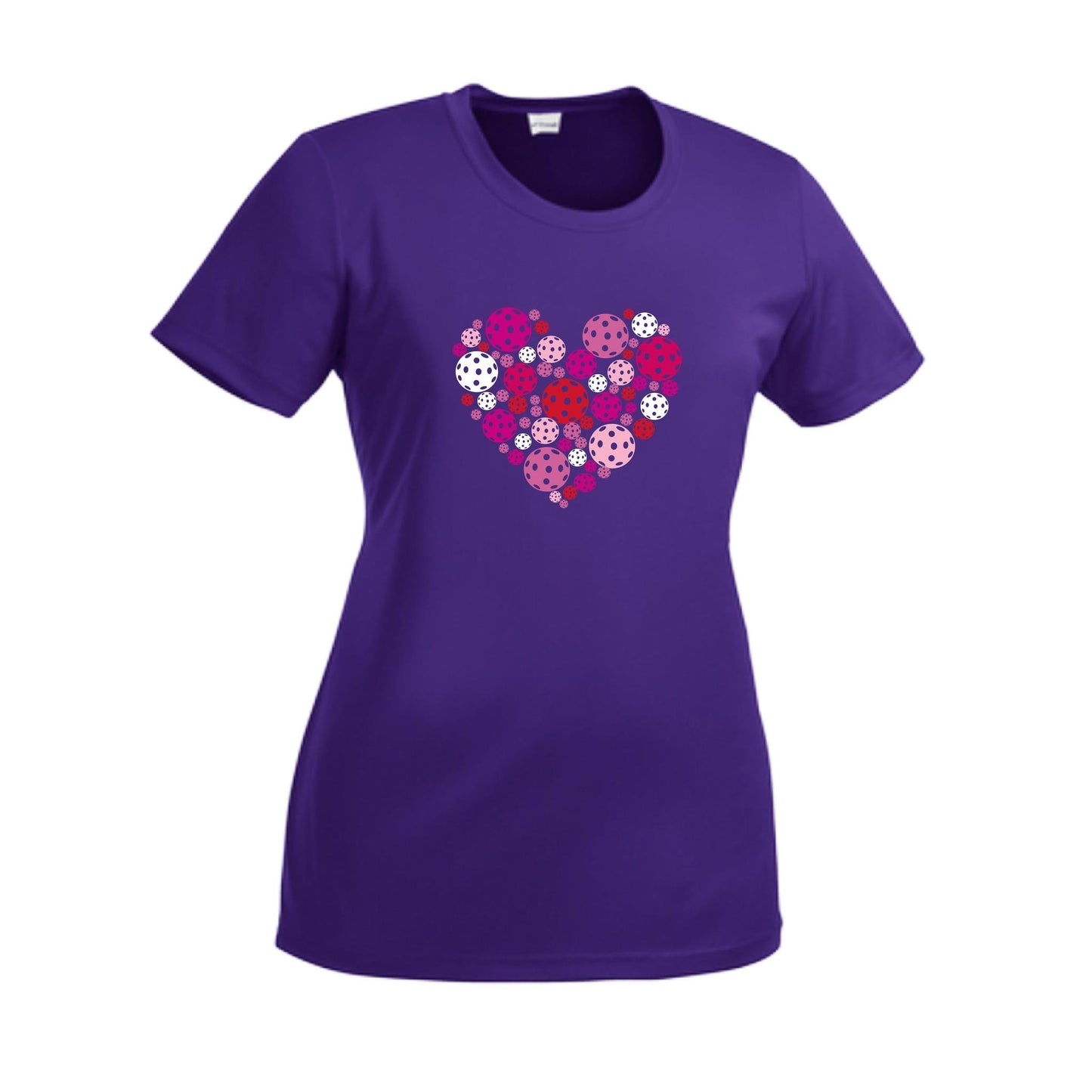 Pickleball Heart | Women’s Short Sleeve Crewneck Pickleball Performance T-Shirts | 100% Polyester
