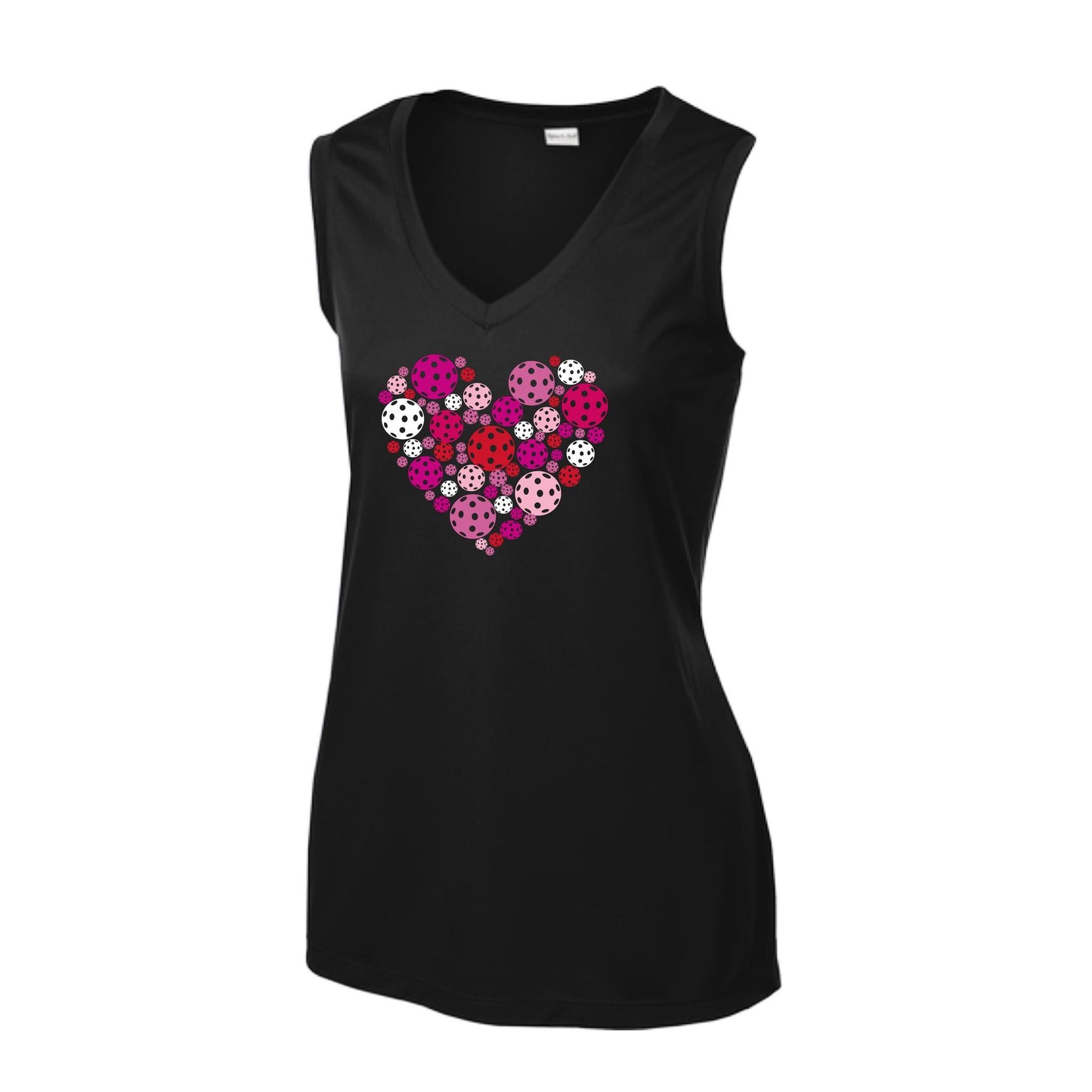 Pickleball Heart | Women’s Sleeveless Athletic Performance T-Shirt | 100% Polyester