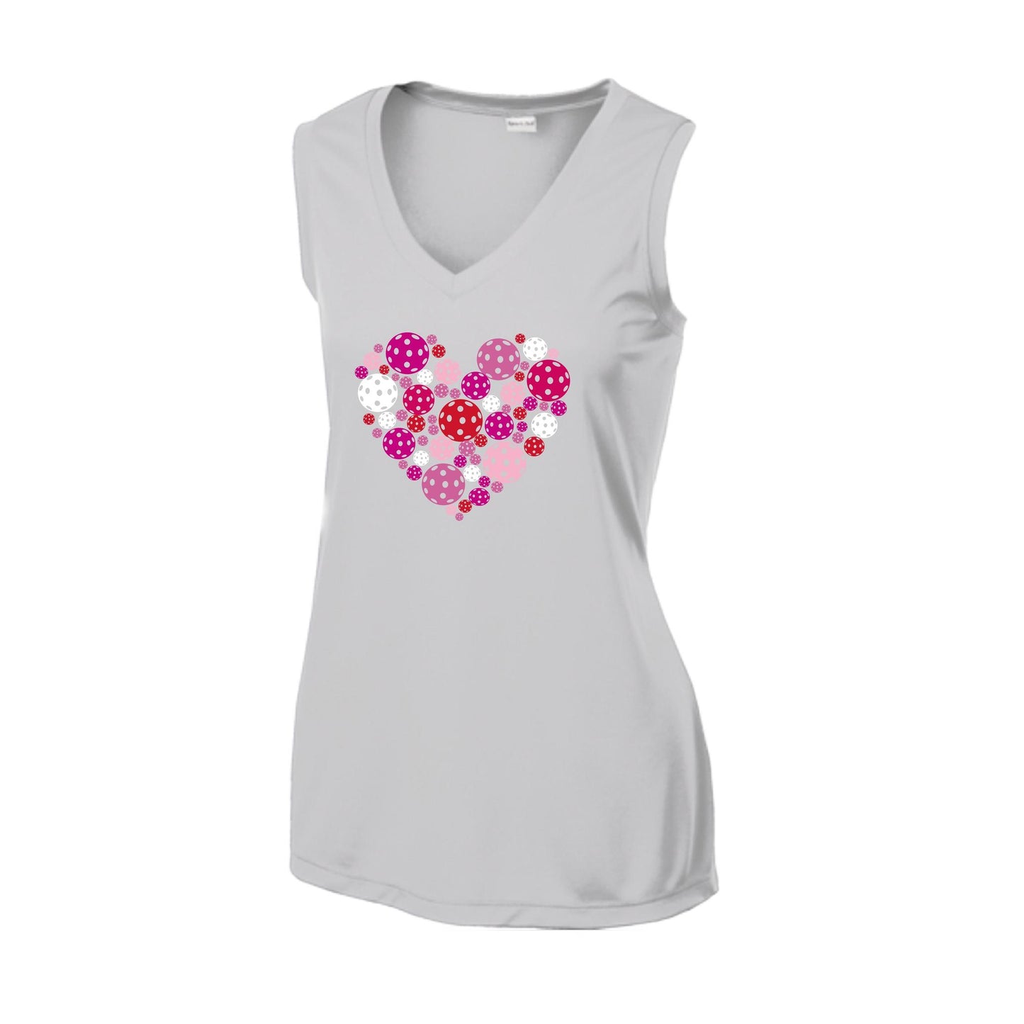 Pickleball Heart | Women’s Sleeveless Athletic Performance T-Shirt | 100% Polyester