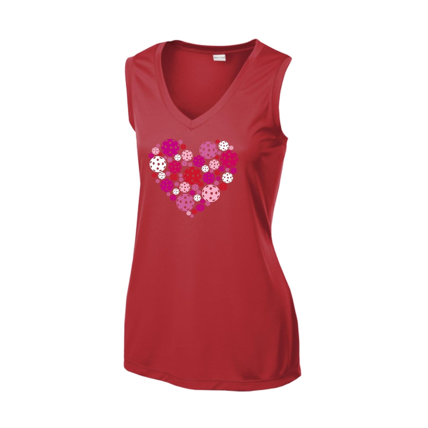 Pickleball Heart | Women’s Sleeveless Athletic Performance T-Shirt | 100% Polyester