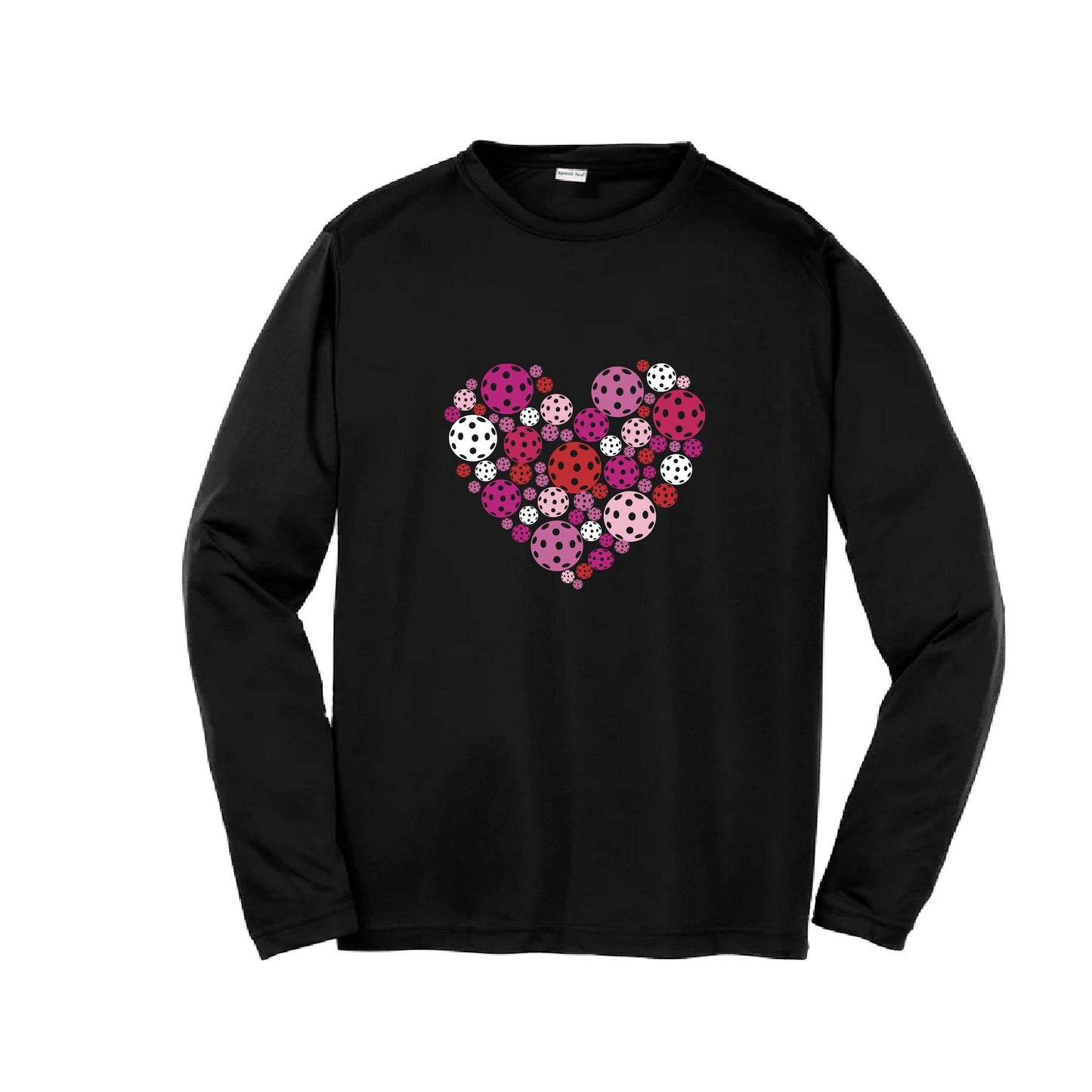 Pickleball Heart | Youth Long Sleeve Pickleball Performance T-Shirts | 100% Polyester