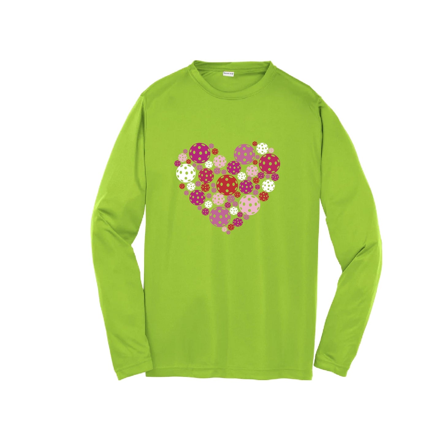 Pickleball Heart | Youth Long Sleeve Pickleball Performance T-Shirts | 100% Polyester