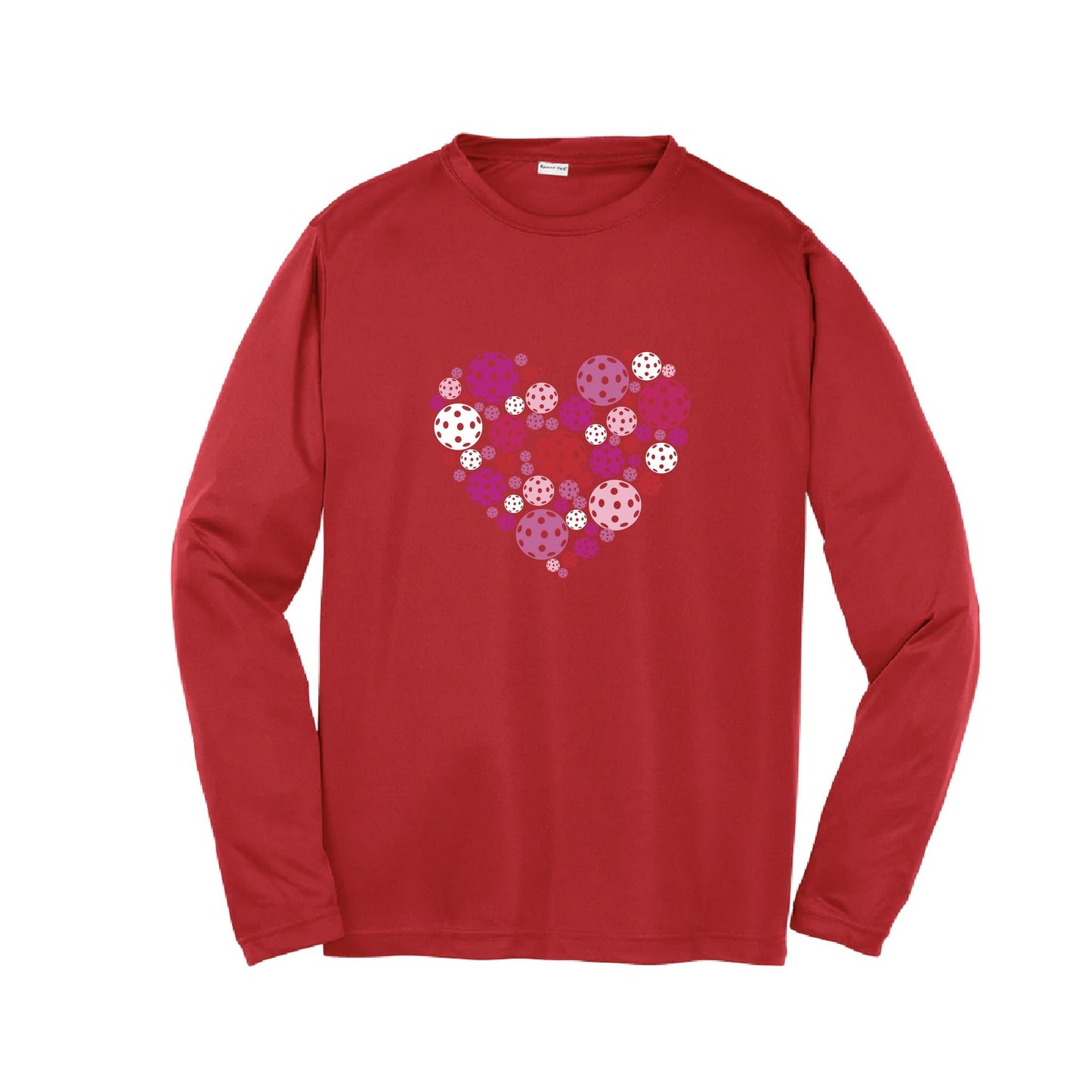 Pickleball Heart | Youth Long Sleeve Pickleball Performance T-Shirts | 100% Polyester