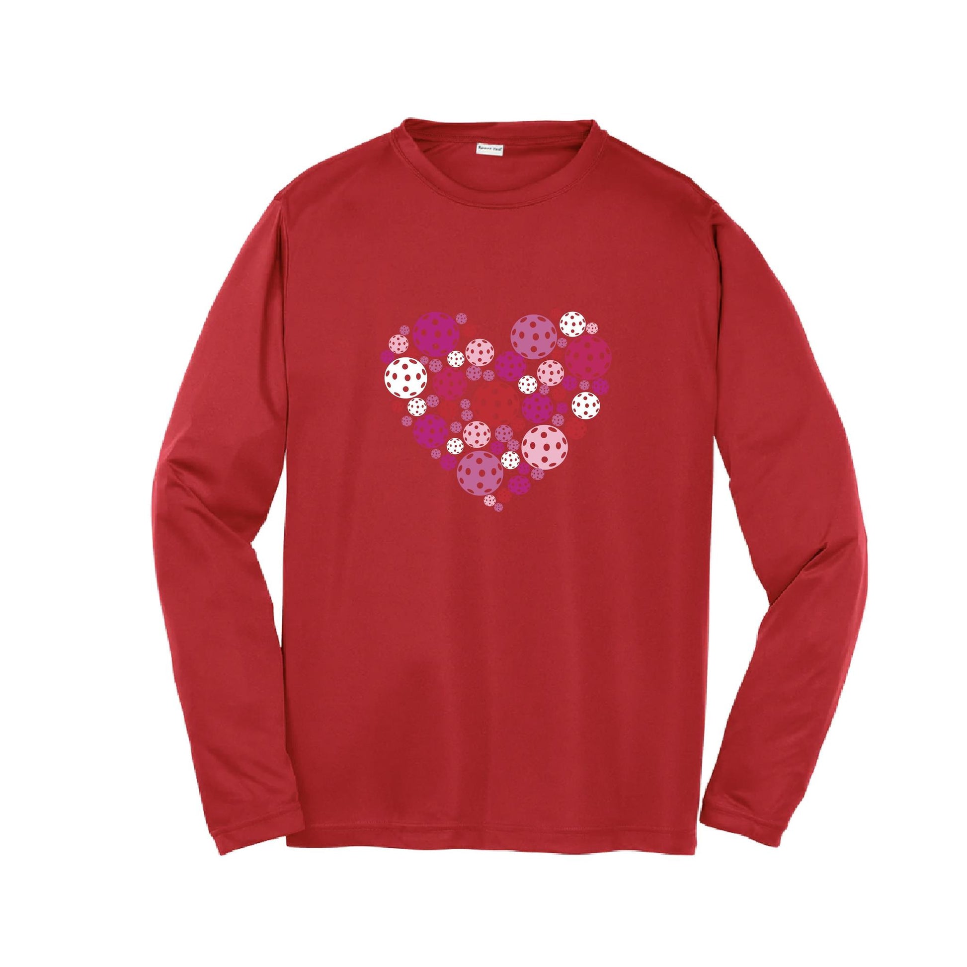 Pickleball Heart | Youth Long Sleeve Pickleball Performance T-Shirts | 100% Polyester