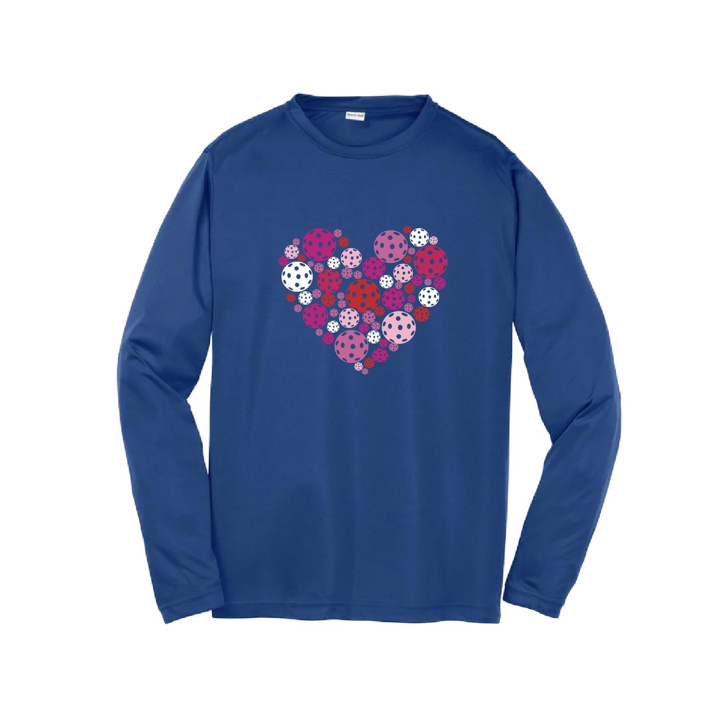 Pickleball Heart | Youth Long Sleeve Pickleball Performance T-Shirts | 100% Polyester