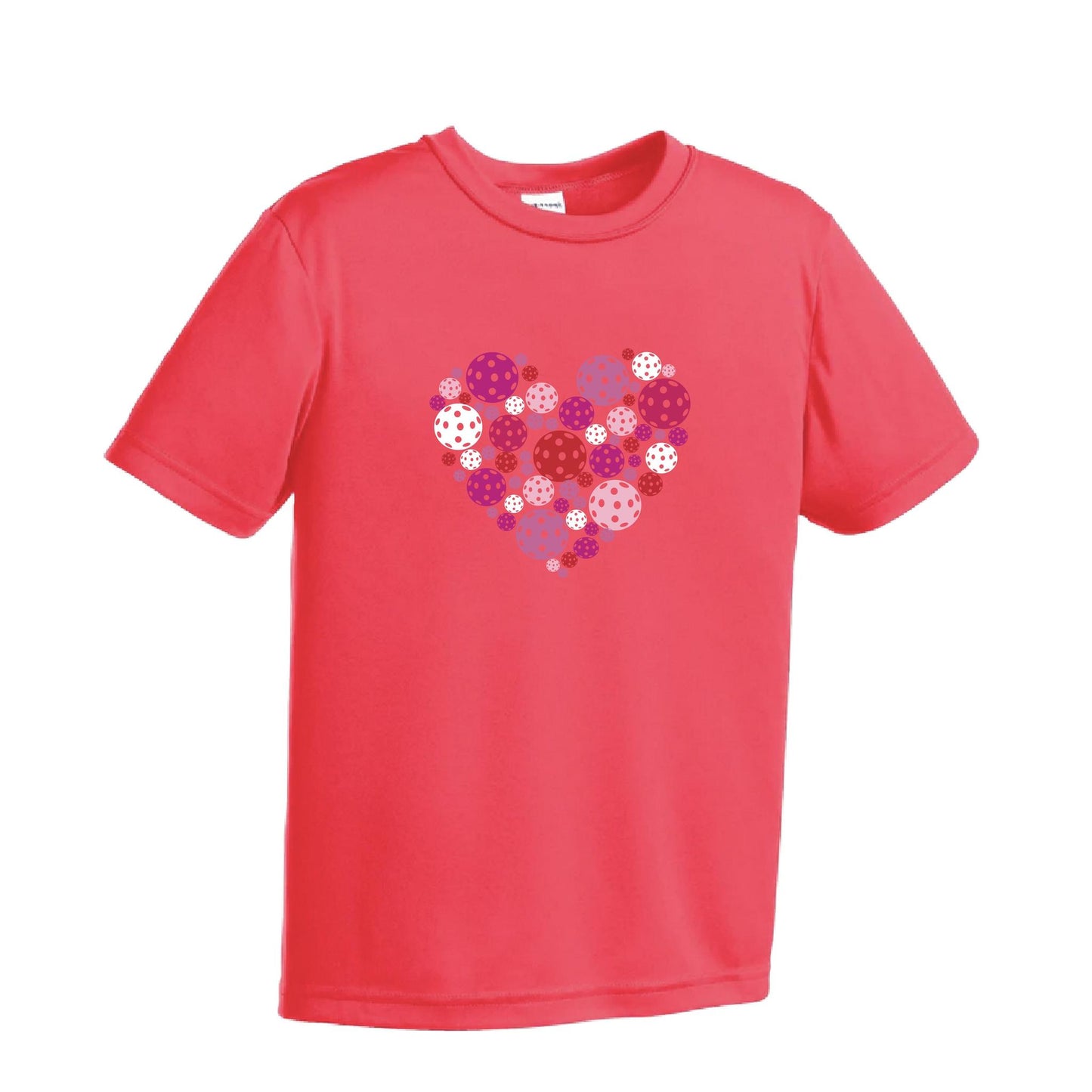 Pickleball Heart | Youth Short Sleeve Pickleball Performance T-Shirts | 100% Polyester