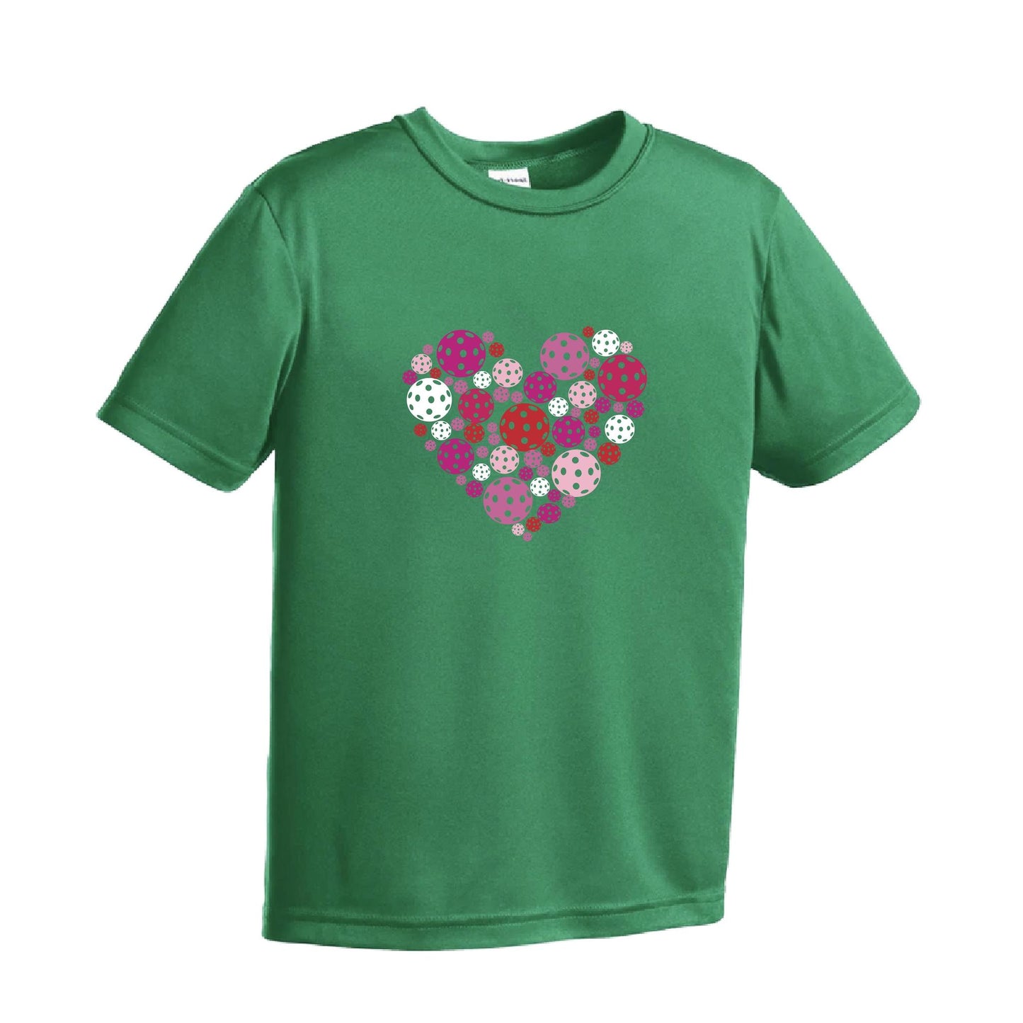 Pickleball Heart | Youth Short Sleeve Pickleball Performance T-Shirts | 100% Polyester