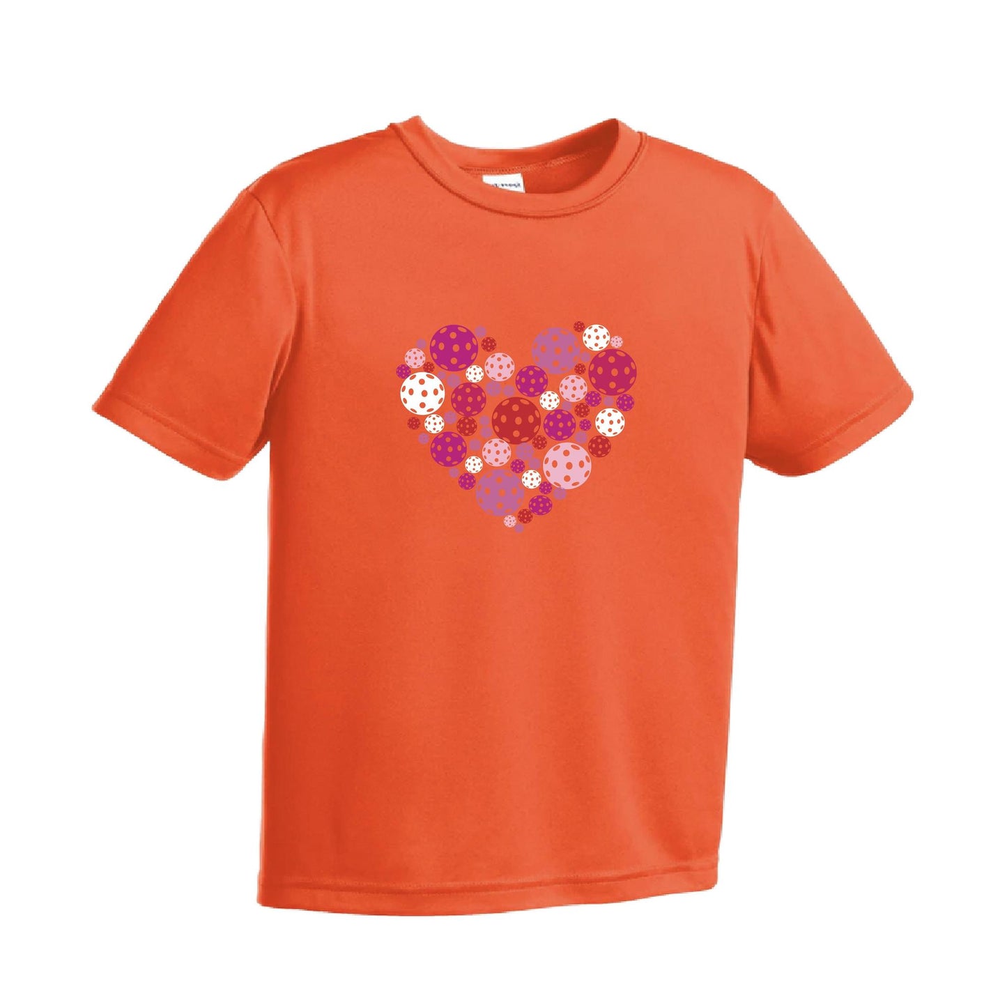 Pickleball Heart | Youth Short Sleeve Pickleball Performance T-Shirts | 100% Polyester