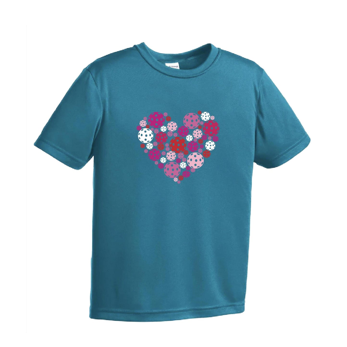 Pickleball Heart | Youth Short Sleeve Pickleball Performance T-Shirts | 100% Polyester