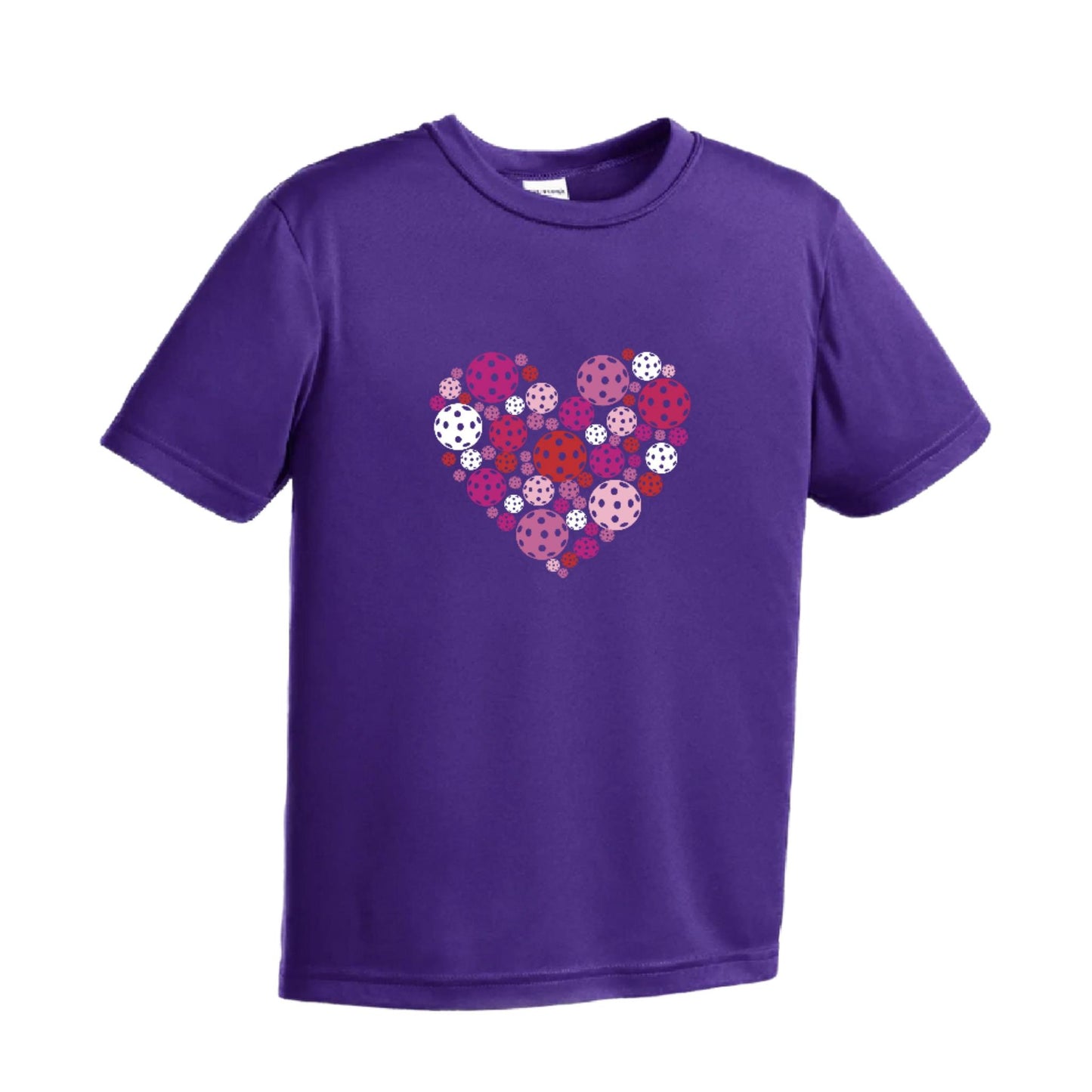 Pickleball Heart | Youth Short Sleeve Pickleball Performance T-Shirts | 100% Polyester