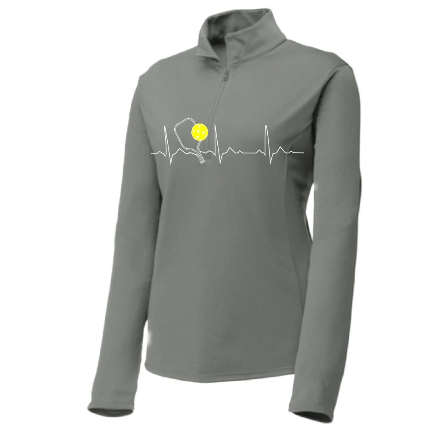 Pickleball Heartbeat EKG (Customizable) | Women's 1/4 Zip Pullover Athletic Performance Shirt | 100% Polyester