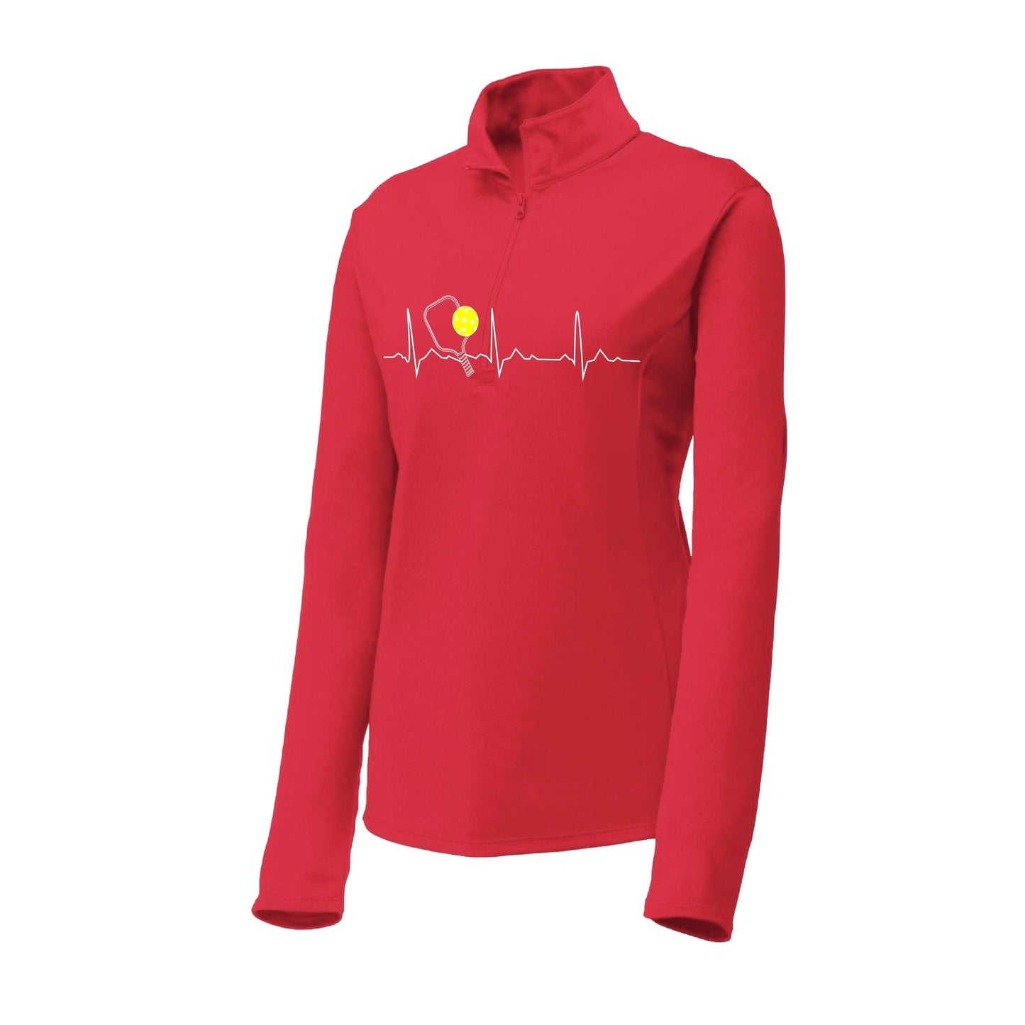Pickleball Heartbeat EKG (Customizable) | Women's 1/4 Zip Pullover Athletic Performance Shirt | 100% Polyester