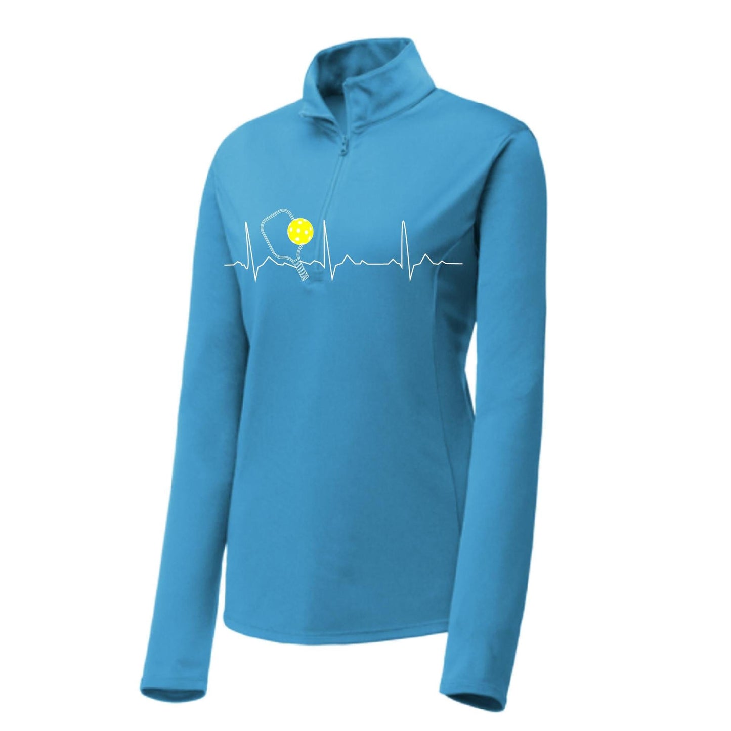 Pickleball Heartbeat EKG (Customizable) | Women's 1/4 Zip Pullover Athletic Performance Shirt | 100% Polyester