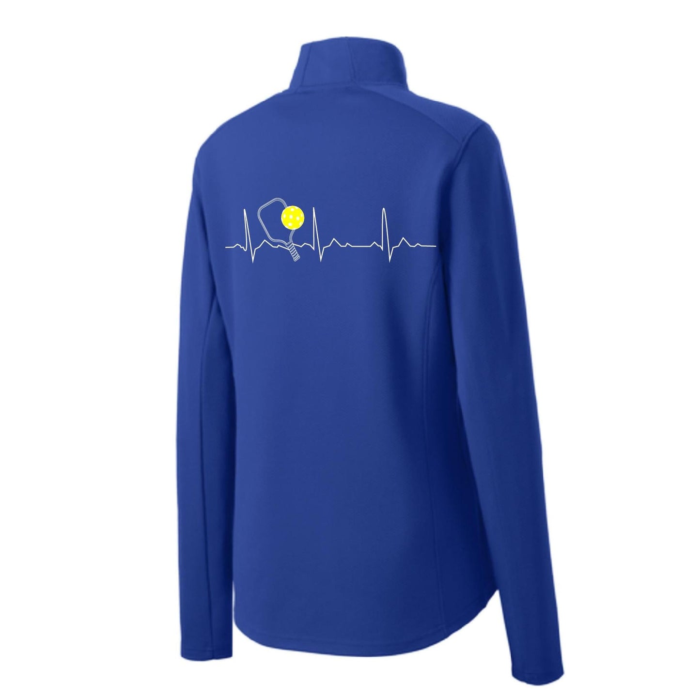 Pickleball Heartbeat EKG (Customizable) | Women's 1/4 Zip Pullover Athletic Performance Shirt | 100% Polyester