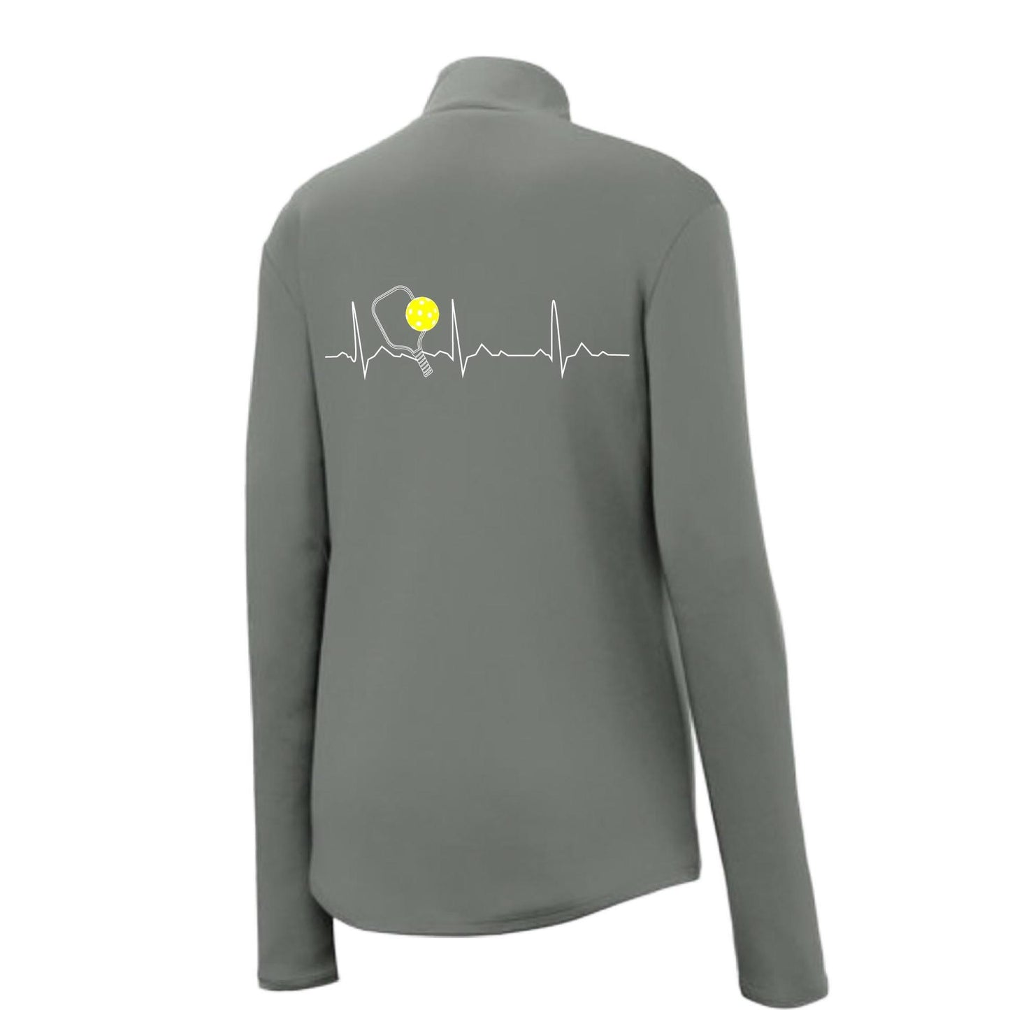 Pickleball Heartbeat EKG (Customizable) | Women's 1/4 Zip Pullover Athletic Performance Shirt | 100% Polyester