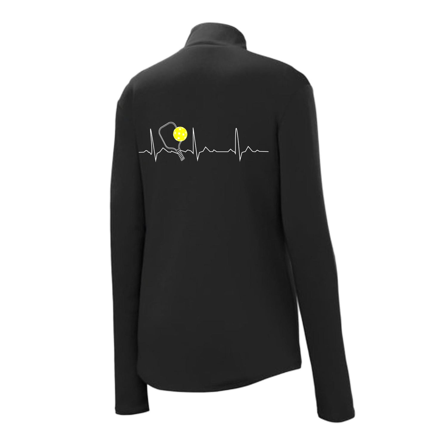 Pickleball Heartbeat EKG (Customizable) | Women's 1/4 Zip Pullover Athletic Performance Shirt | 100% Polyester
