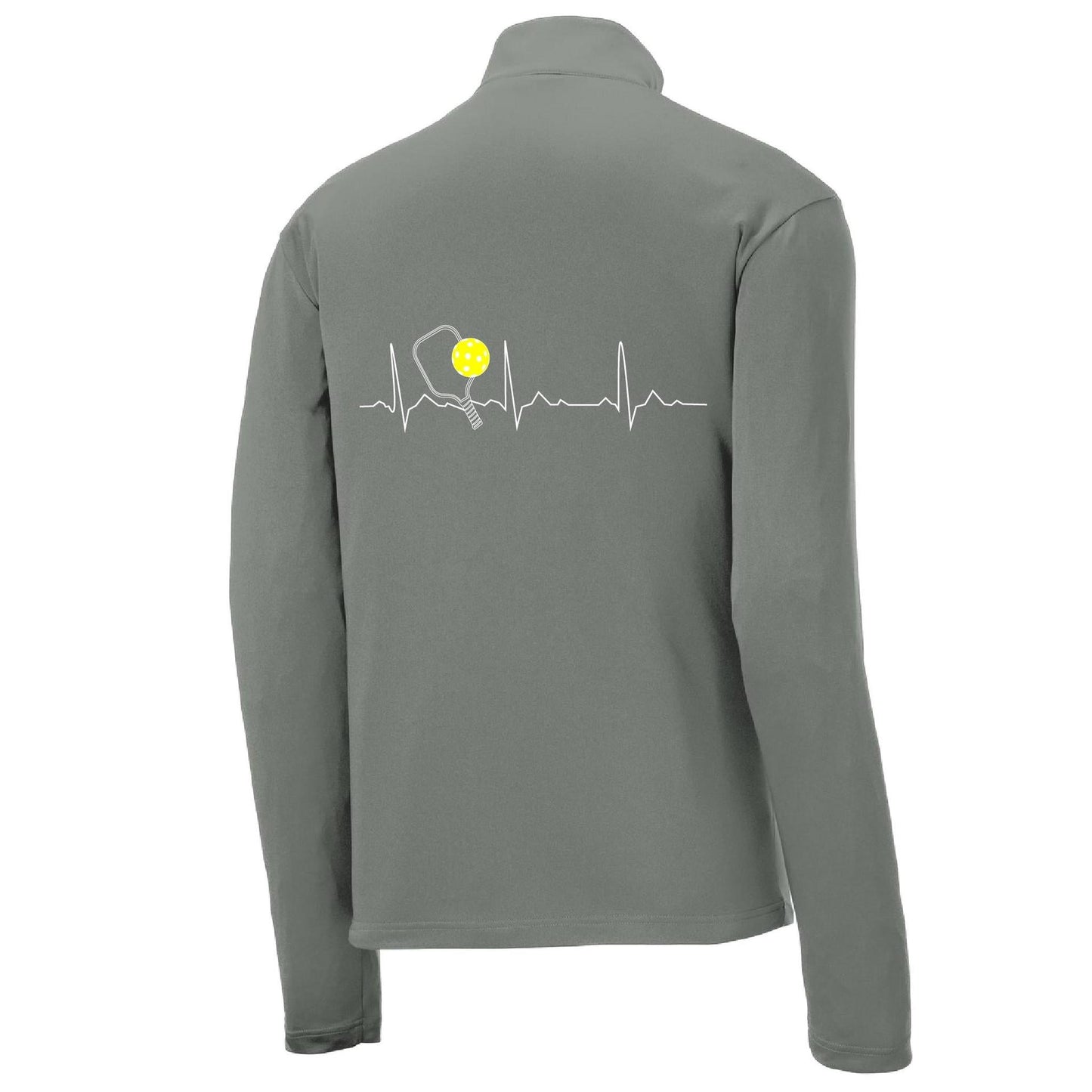 Pickleball Heartbeat EKG | Men's 1/4 Zip Long Sleeve Pullover Athletic Performance Shirt | 100% Polyester