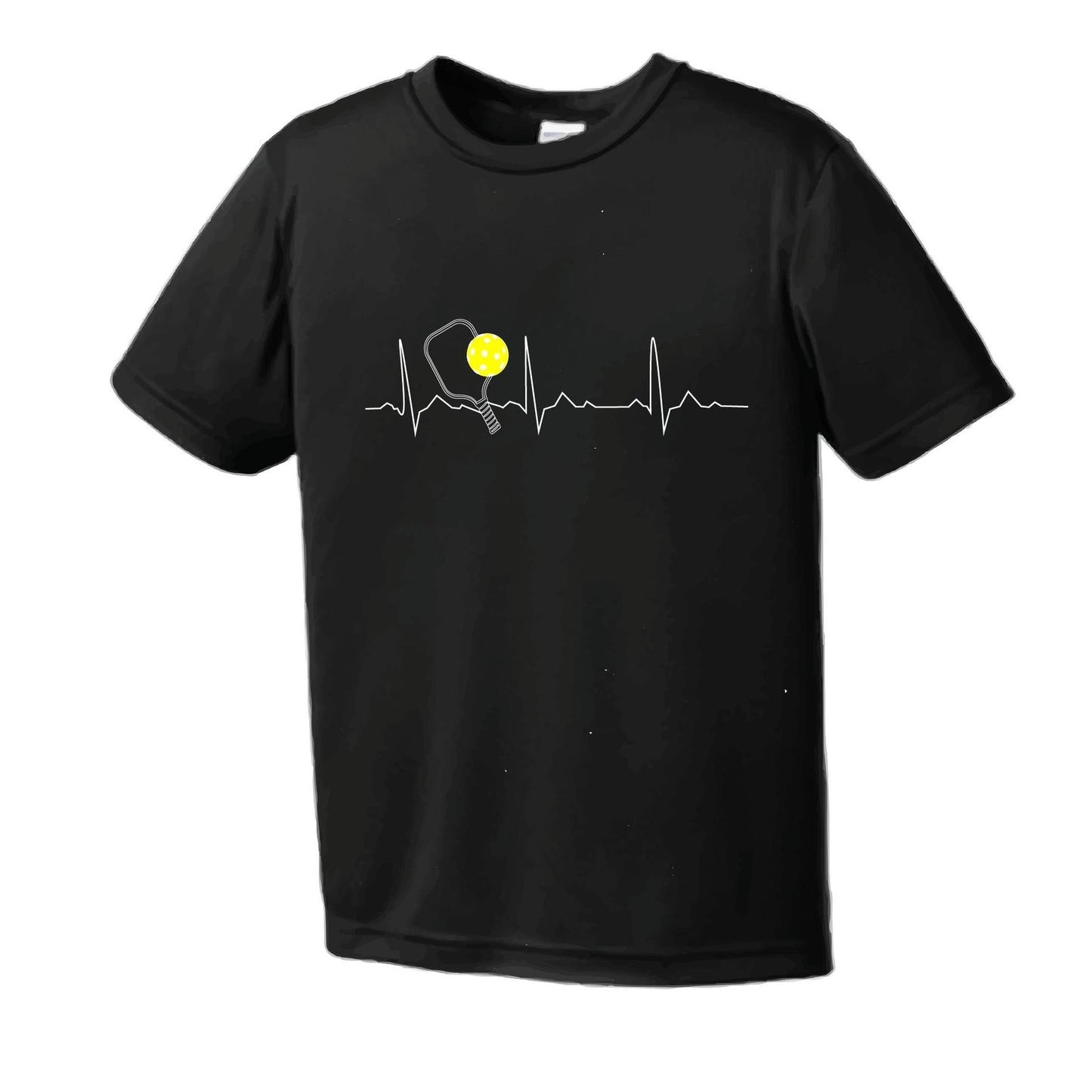 Pickleball Heartbeat EKG | Men's Short Sleeve Athletic Pickleball Performance T-Shirt | 100% Polyester